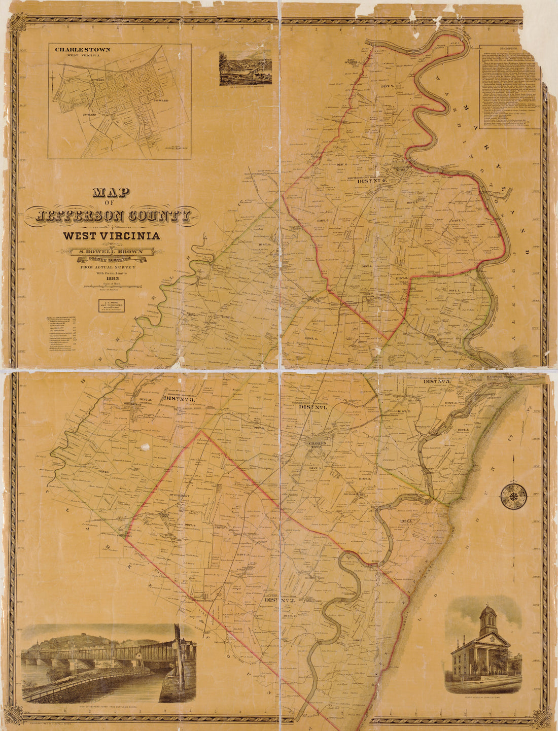 This old map of Map of Jefferson County, West Virginia from 1883 was created by S. Howell Brown in 1883