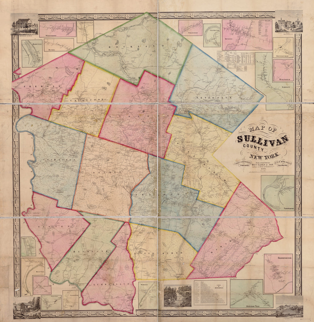 This old map of Map of Sullivan County, New York : from Actual Surveys from 1856 was created by  C. Gates &amp; Son in 1856