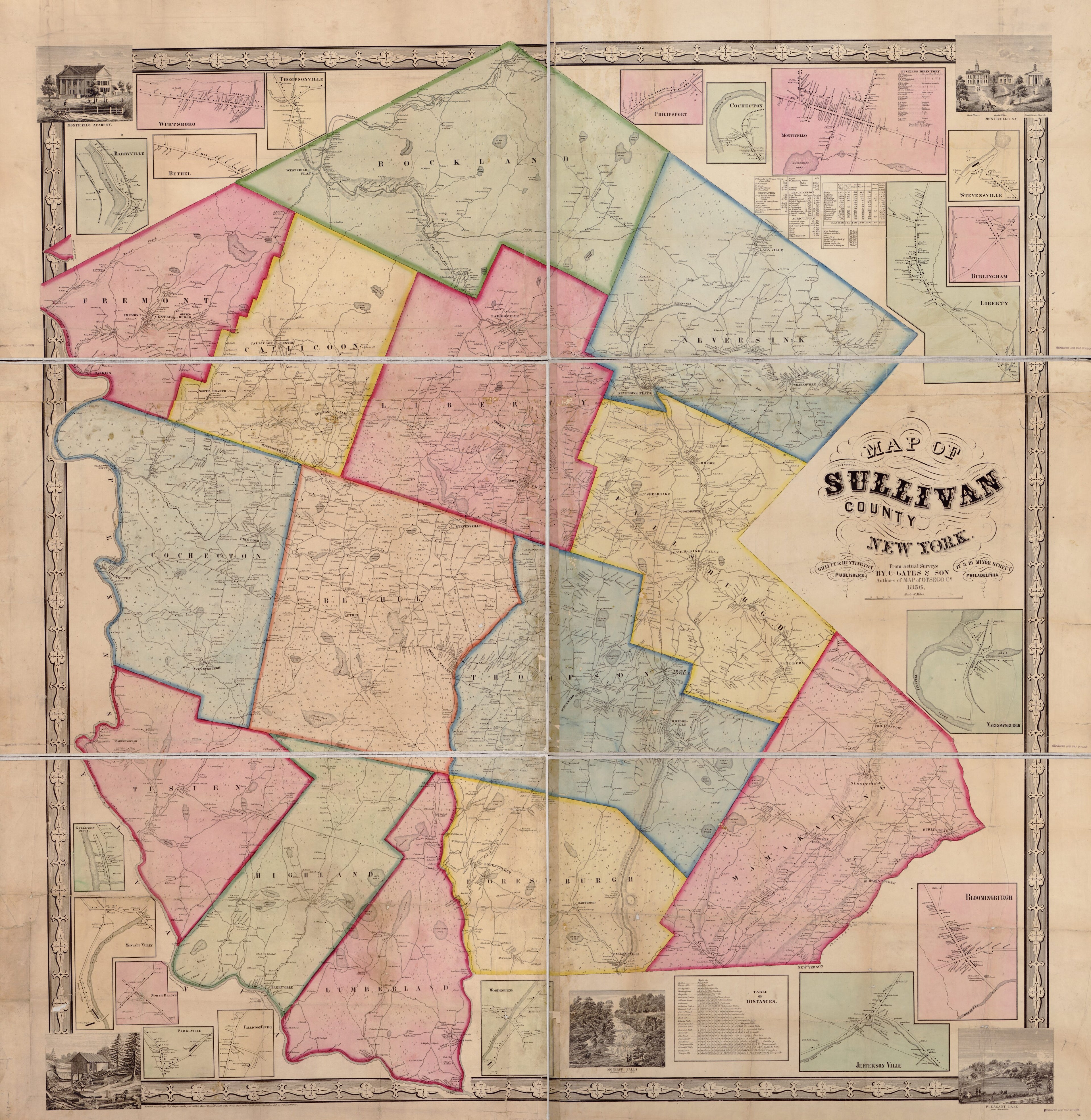 This old map of Map of Sullivan County, New York : from Actual Surveys from 1856 was created by  C. Gates &amp; Son in 1856