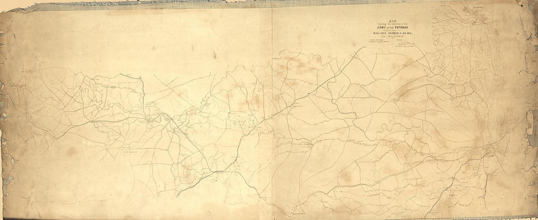 This old map of Map Showing the Operations of the Army of the Potomac Under Command of Mag. sic Gen. George G. Meade, : from March 29th to April 9th, from 1865 was created by  United States. Army of the Potomac. Engineer Department in 1865