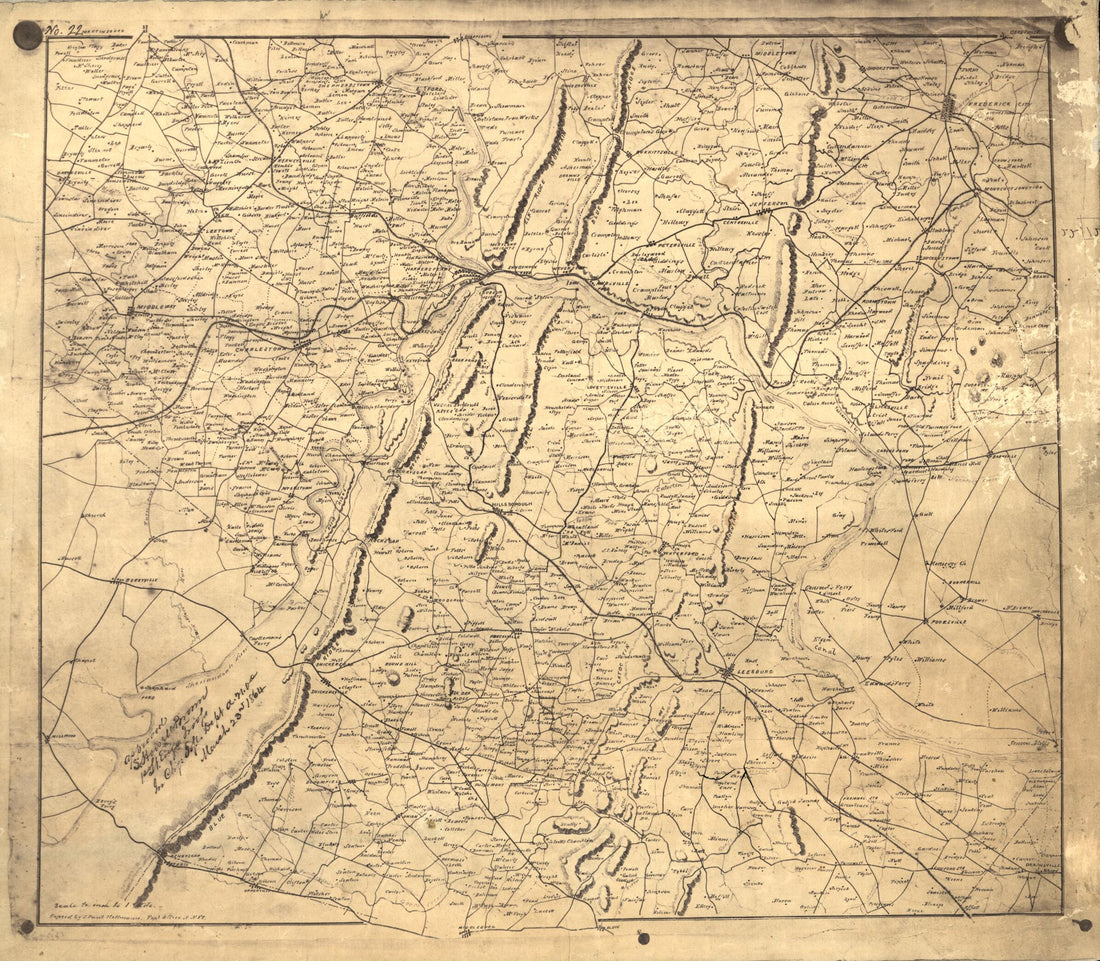 This old map of Northern Virginia With Adjacent Parts of Maryland and West Virginia from 1864 was created by J. Paul Hoffman in 1864