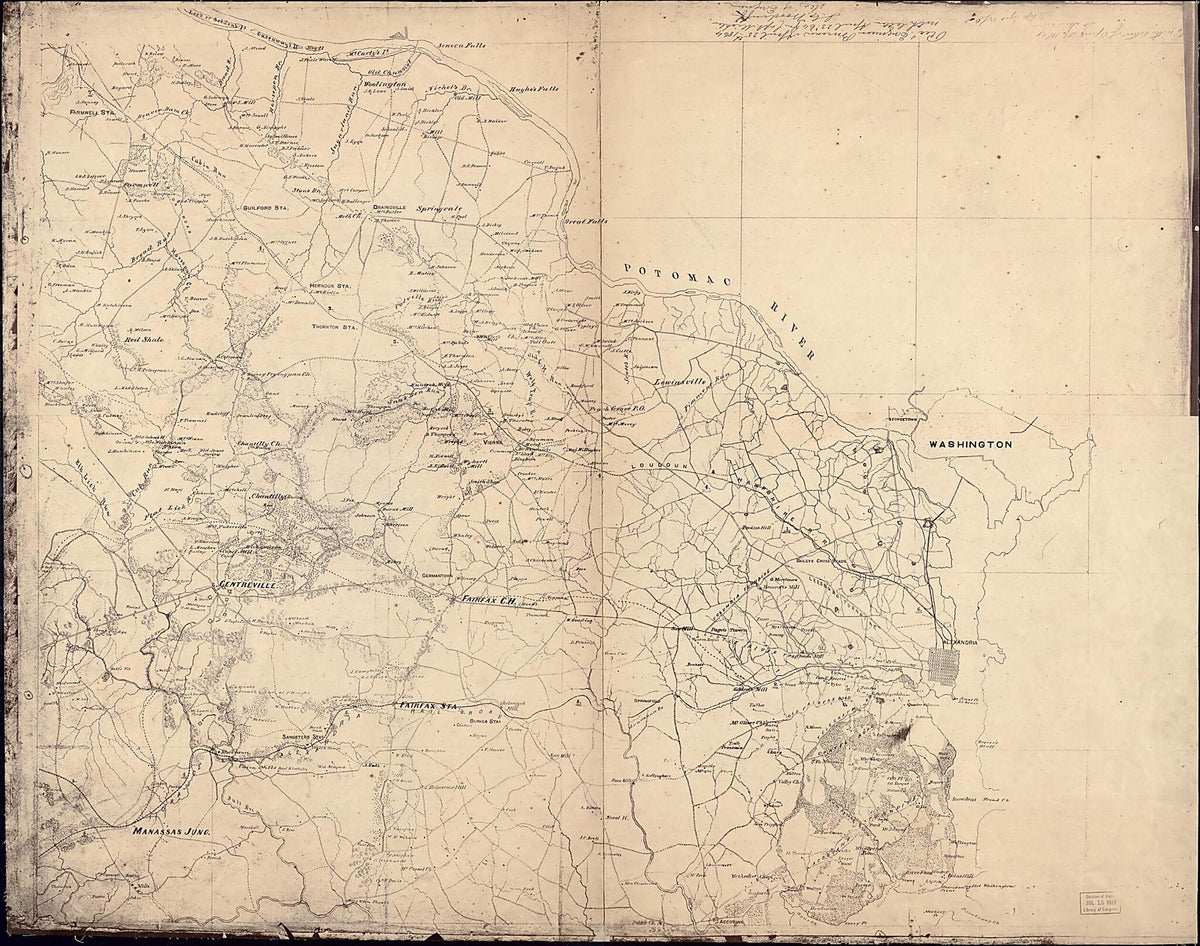 Map of Fairfax and Alexandria Counties, Virginia, and Parts of Adjoining Counties 1864 by Relic Map Company