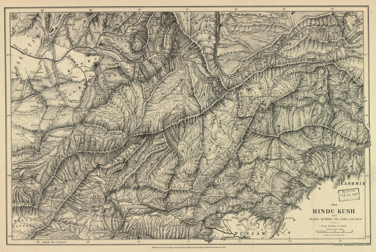 The Hindu Kush and Passes Between the Kabul and Oxus 1879 by Relic Map Company