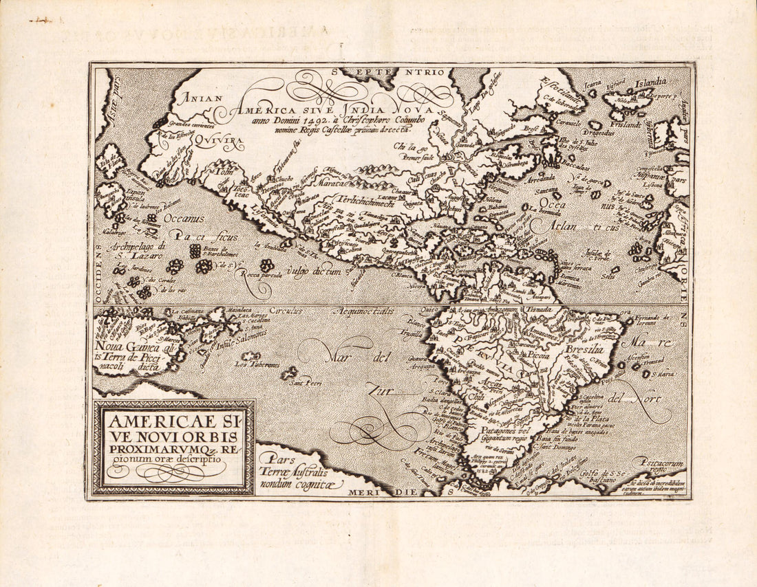 This old map of Americae Sive Novi Orbis Proximarvmqz Regionum Orae Descriptio. (Americae Sive Novi Orbis Proximarumqz Regionum Orae Descriptio) from 1602 was created by Jean Matal in 1602