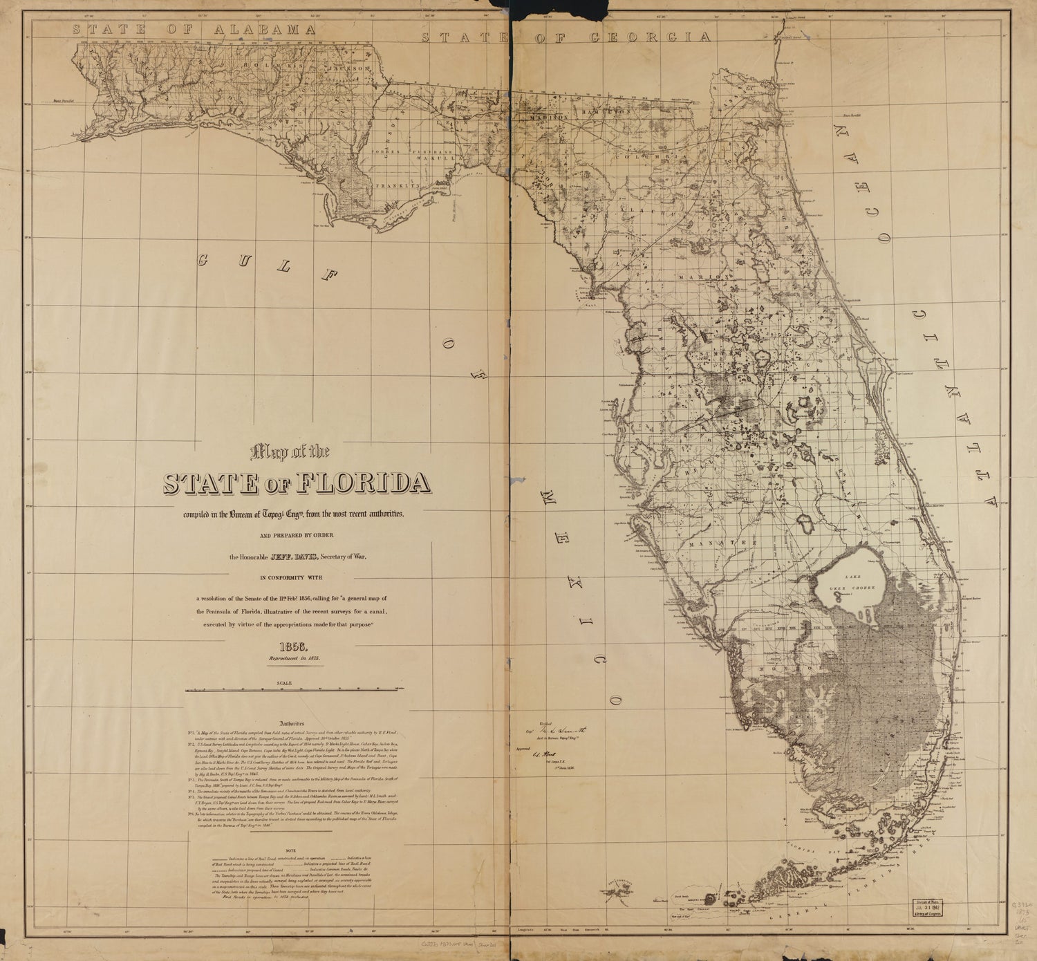This old map of Map of the State of Florida from 1873 was created by  United States. War Department. Corps of Engineers in 1873