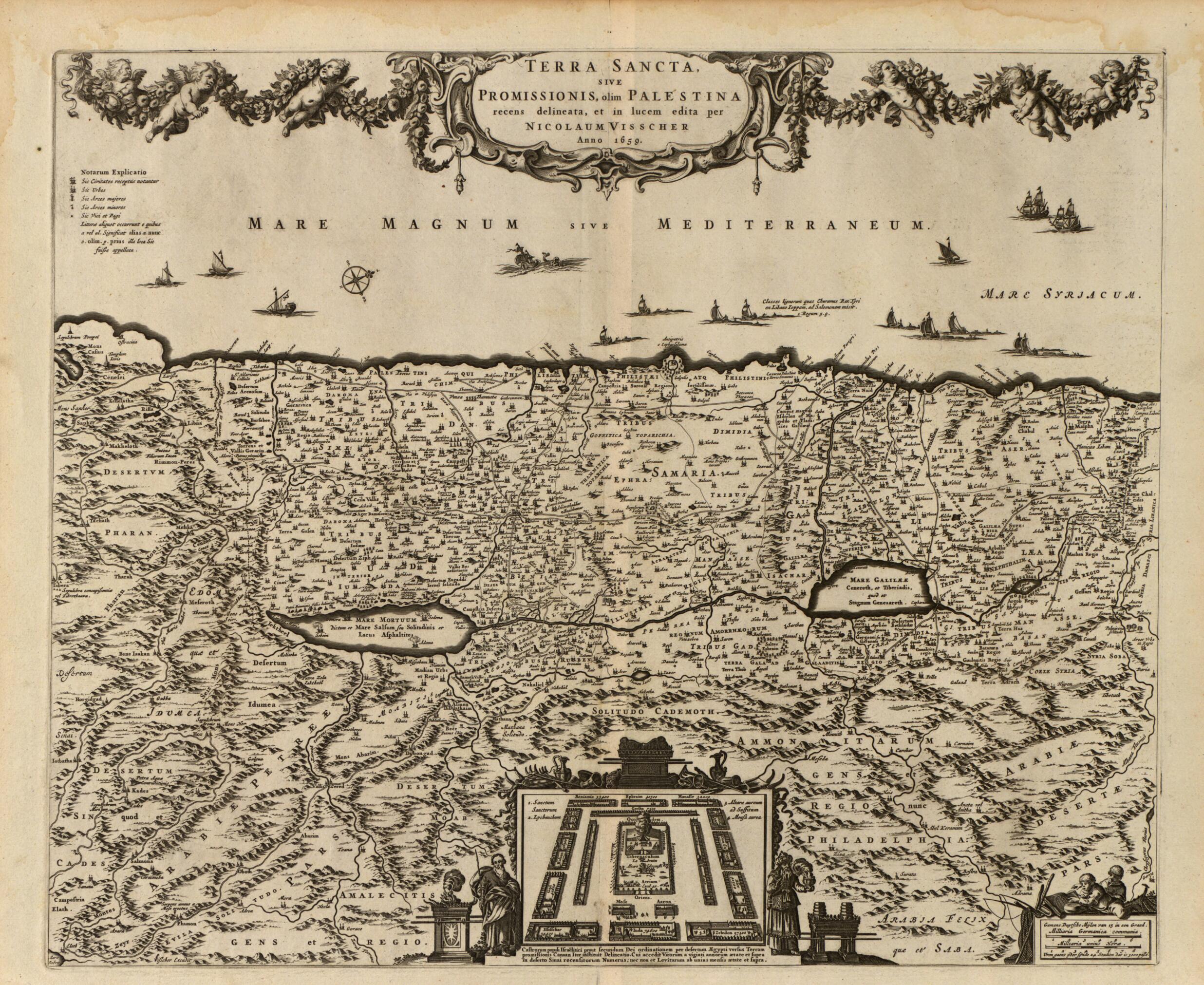 This old map of Terra Sancta Sive Promissionis, Olim Palestina Recens Delineata, Et In Lucem Edita Per Nicolaum Visscher from 1659 was created by Nicolaes Visscher in 1659