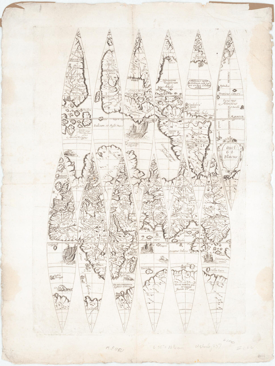 This old map of Globus Terrarum from 1666 was created by G. I. Blacus, Gérard Jollain in 1666