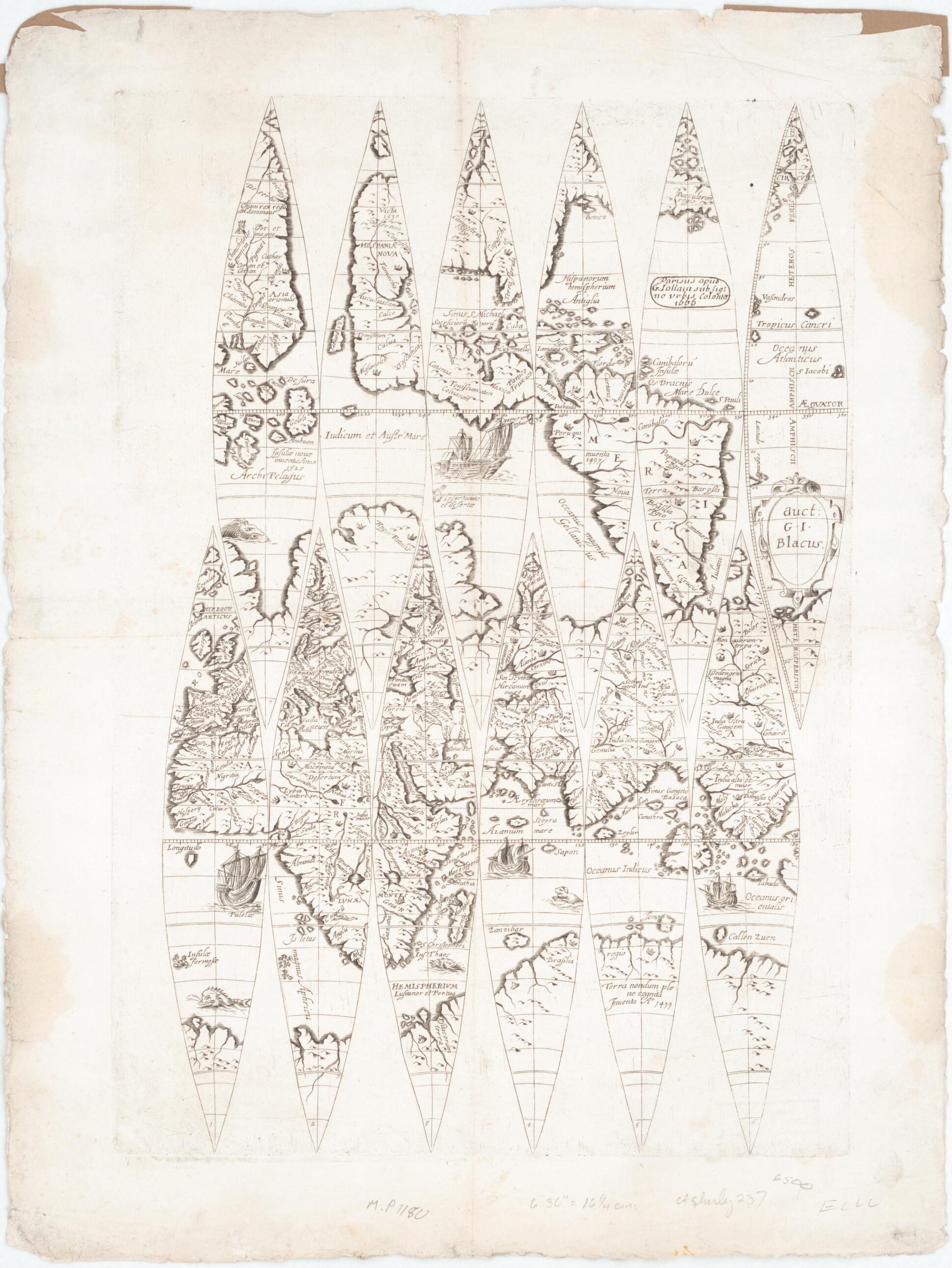 This old map of Globus Terrarum from 1666 was created by G. I. Blacus, Gérard Jollain in 1666