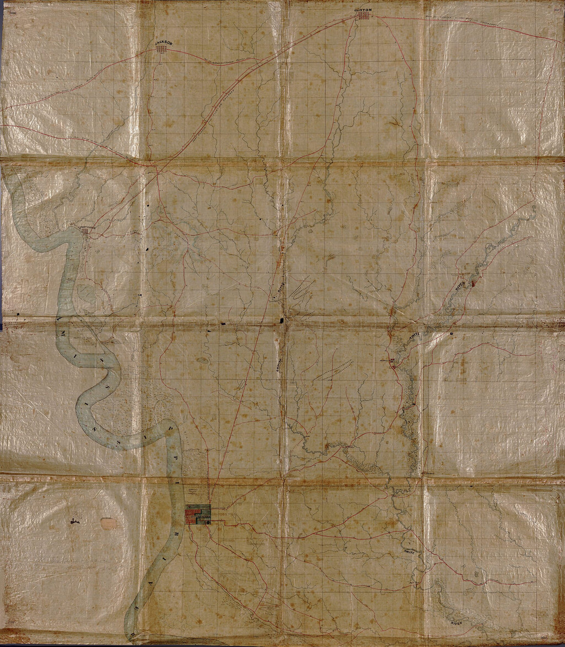 This old map of Map of the Region East and North of Baton Rouge, Showing Batteries On the Mississippi North of Port Hudson from 1863 was created by John S. Clark in 1863