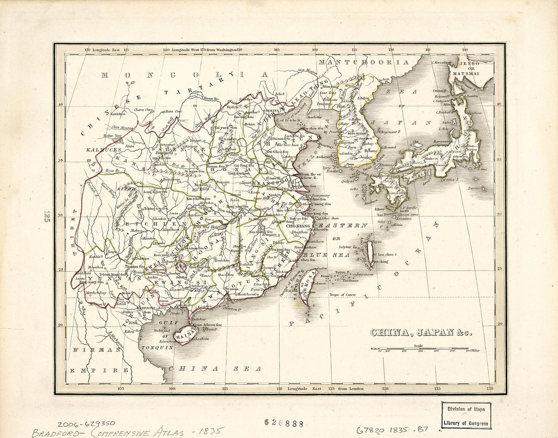 This old map of China, Japan, &amp;c. (China, Japan, Etc) from 1835 was created by T. G. (Thomas Gamaliel) Bradford in 1835