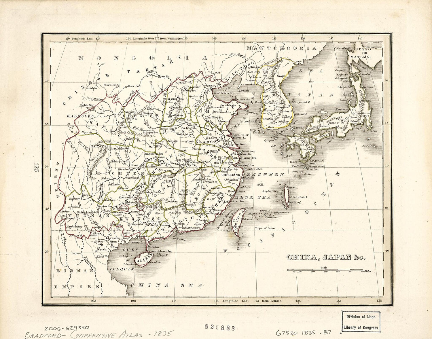 This old map of China, Japan, &amp;c. (China, Japan, Etc) from 1835 was created by T. G. (Thomas Gamaliel) Bradford in 1835