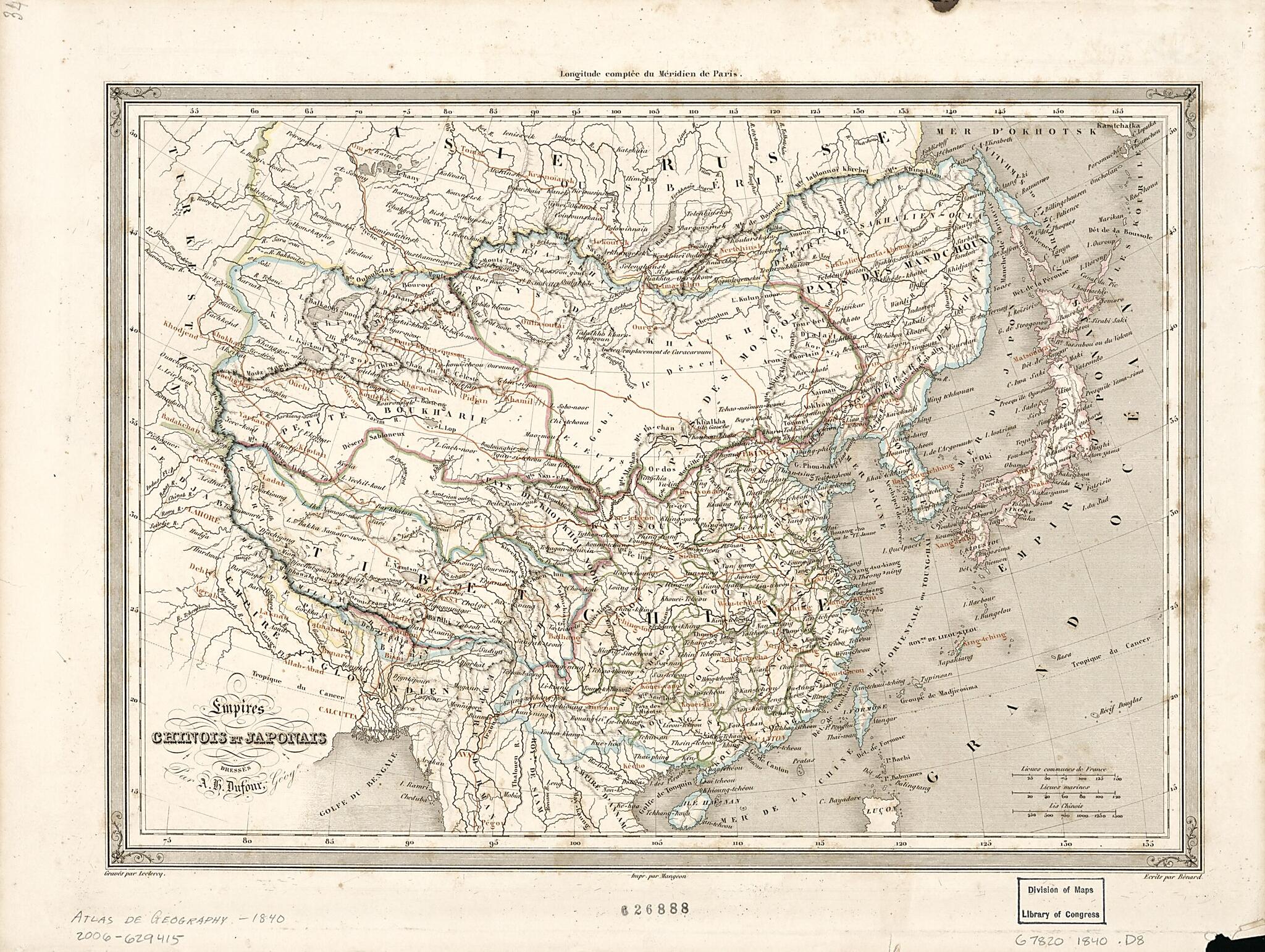This old map of Empires Chinois Et Japonais from 1840 was created by  H. (Auguste-Henri) in 1840