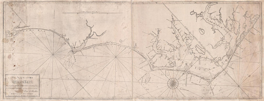 This old map of To Navigators, This Chart Being an Actual Survey of the Sea Coast and Inland Navigation from Cape Henry to Cape Roman Is Most Respectfully Inscribed by Price &amp; Strother : Engraved by W. Johnston from 1798 was created by W. Johnston, Jonat
