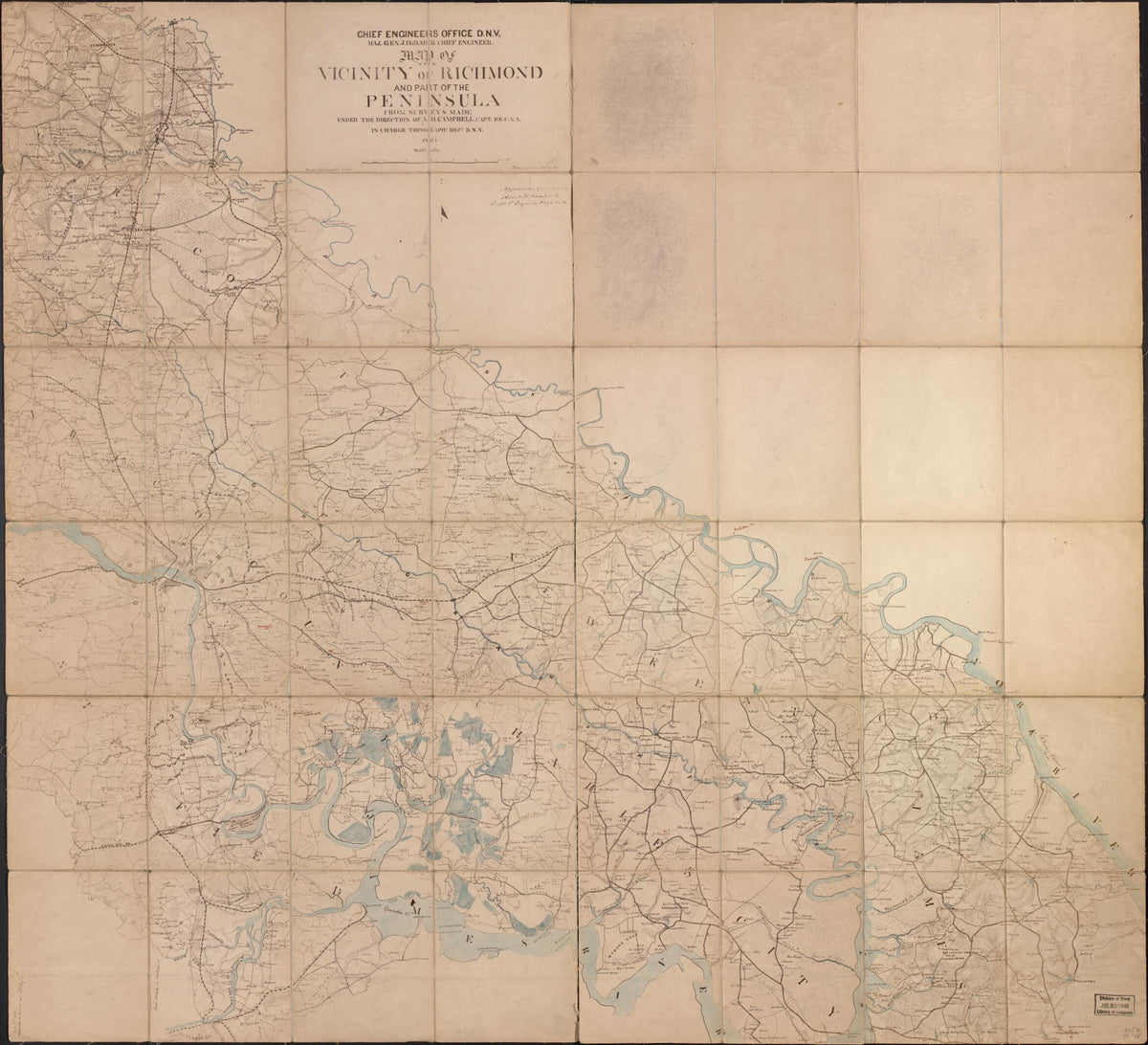Map of the Vicinity of Richmond and Part of the Peninsula 1864 by Relic Map Company