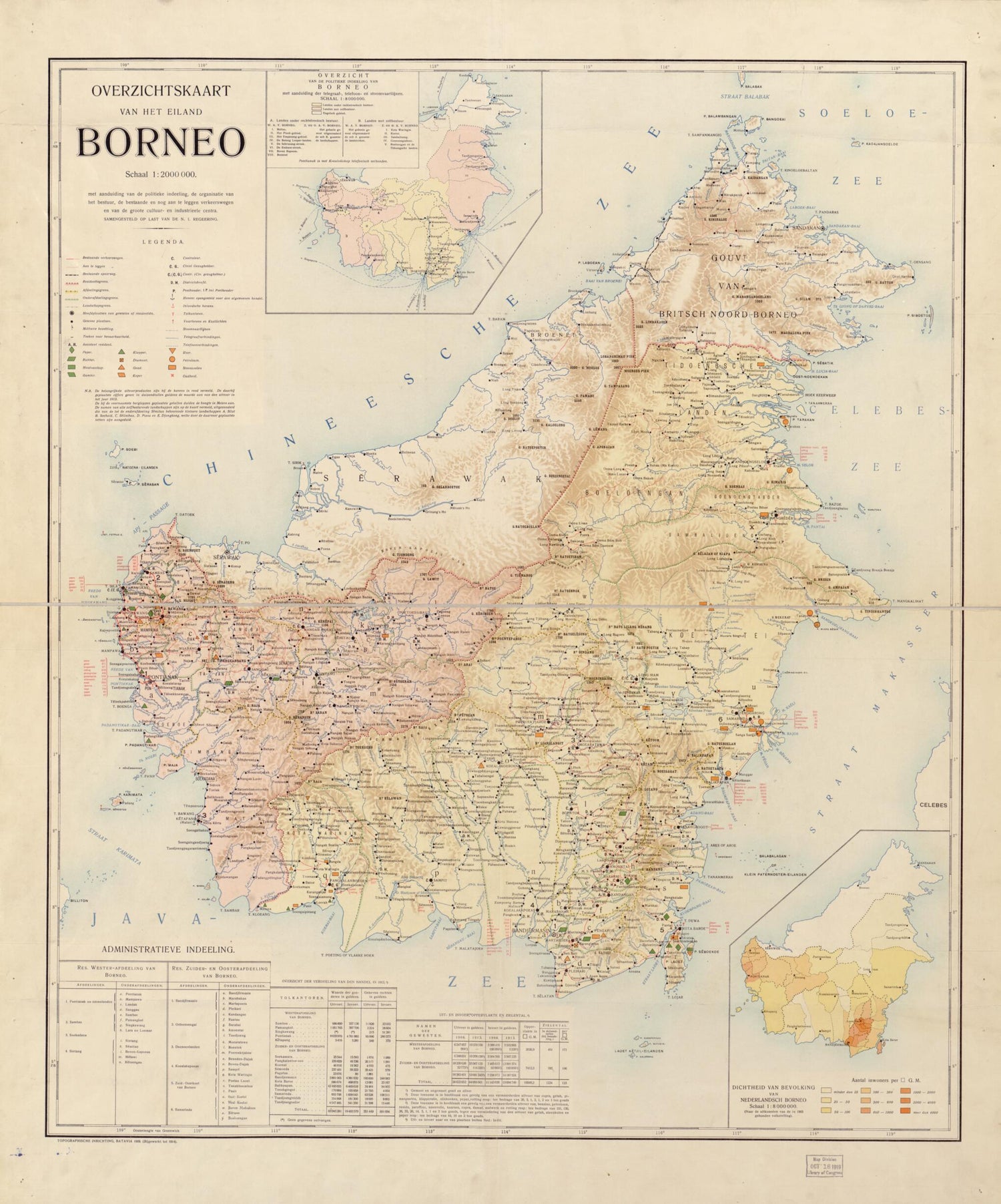 Overzichtskaart Van Het Eiland Borneo : Schaal 1:2 000 000 1914 by Relic Map Company