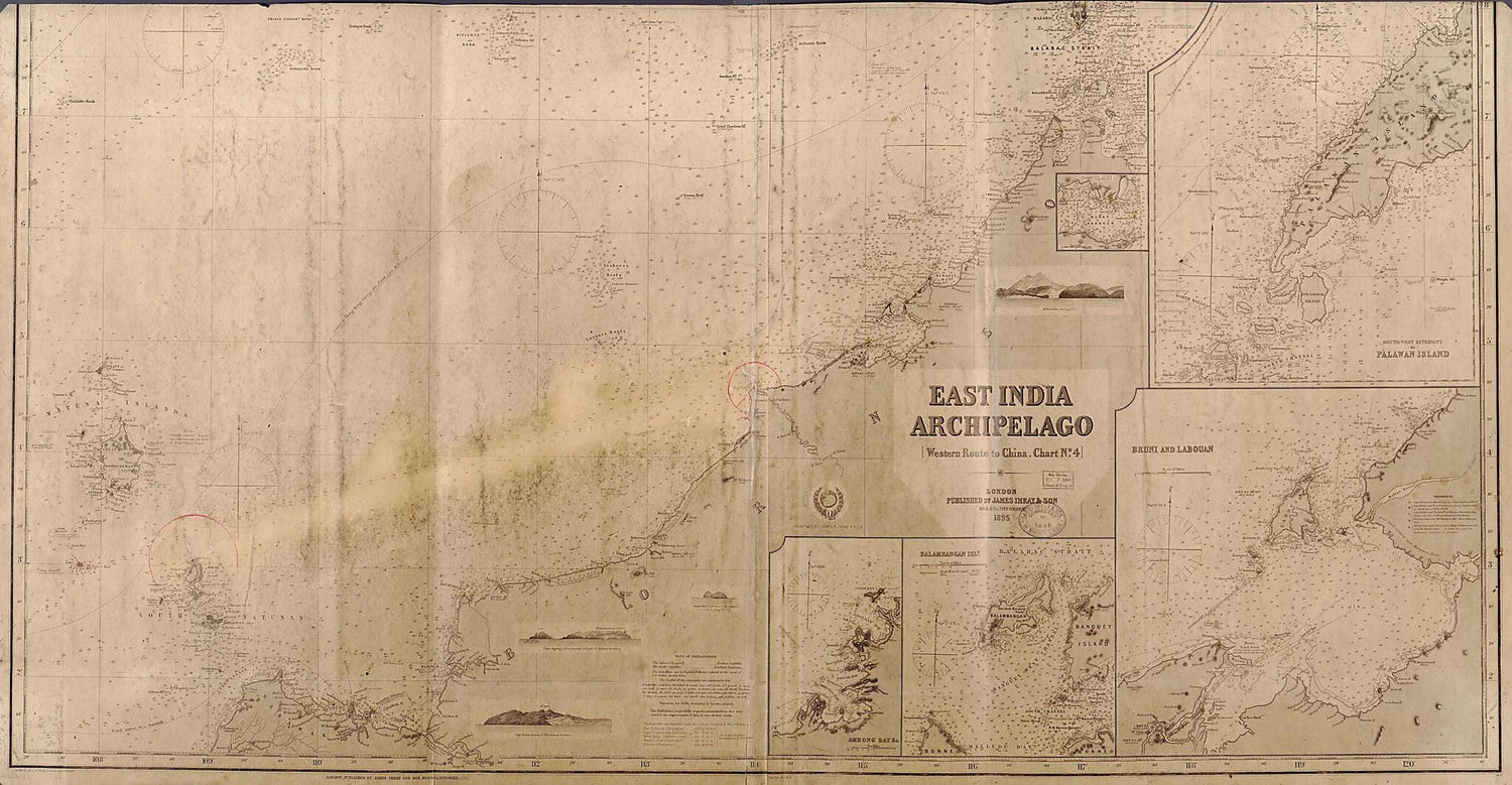 This old map of Western Route to China. Chart No.4, East India Archipelago (East India Archipelago) from 1895 was created by James F. (James Frederick) Imray,  James Imray and Son in 1895