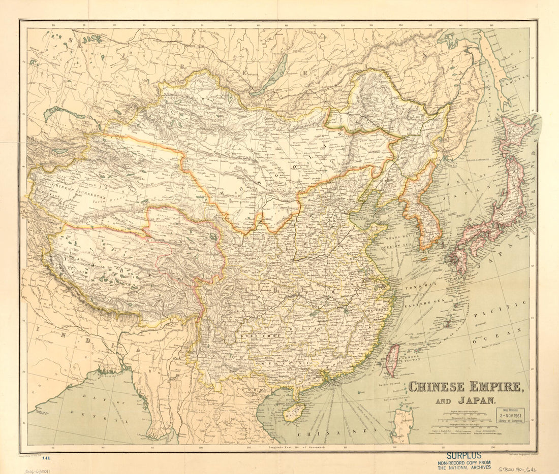 This old map of Chinese Empire and Japan (Philips&