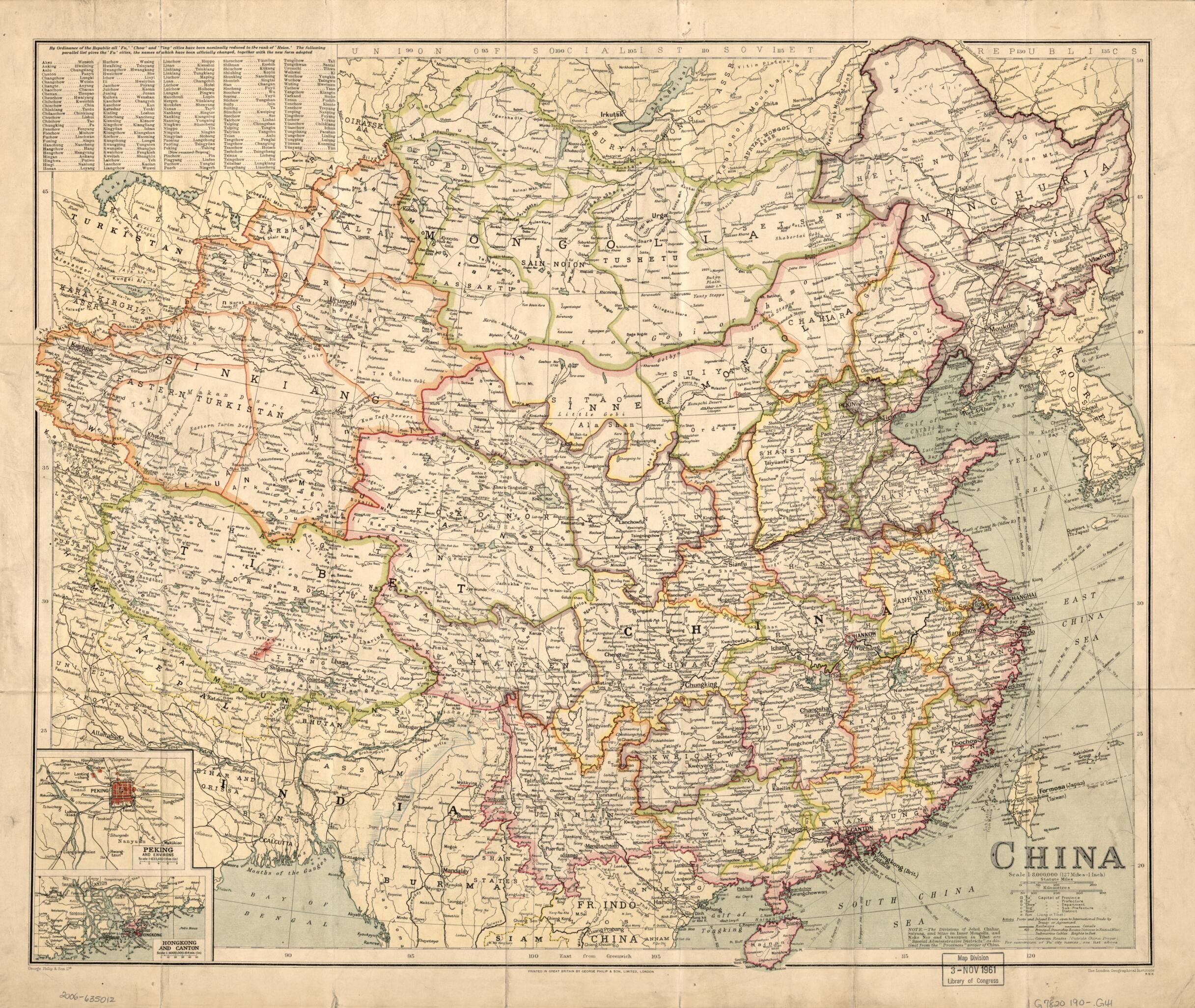 This old map of China from 1900 was created by  George Philip &amp; Son in 1900