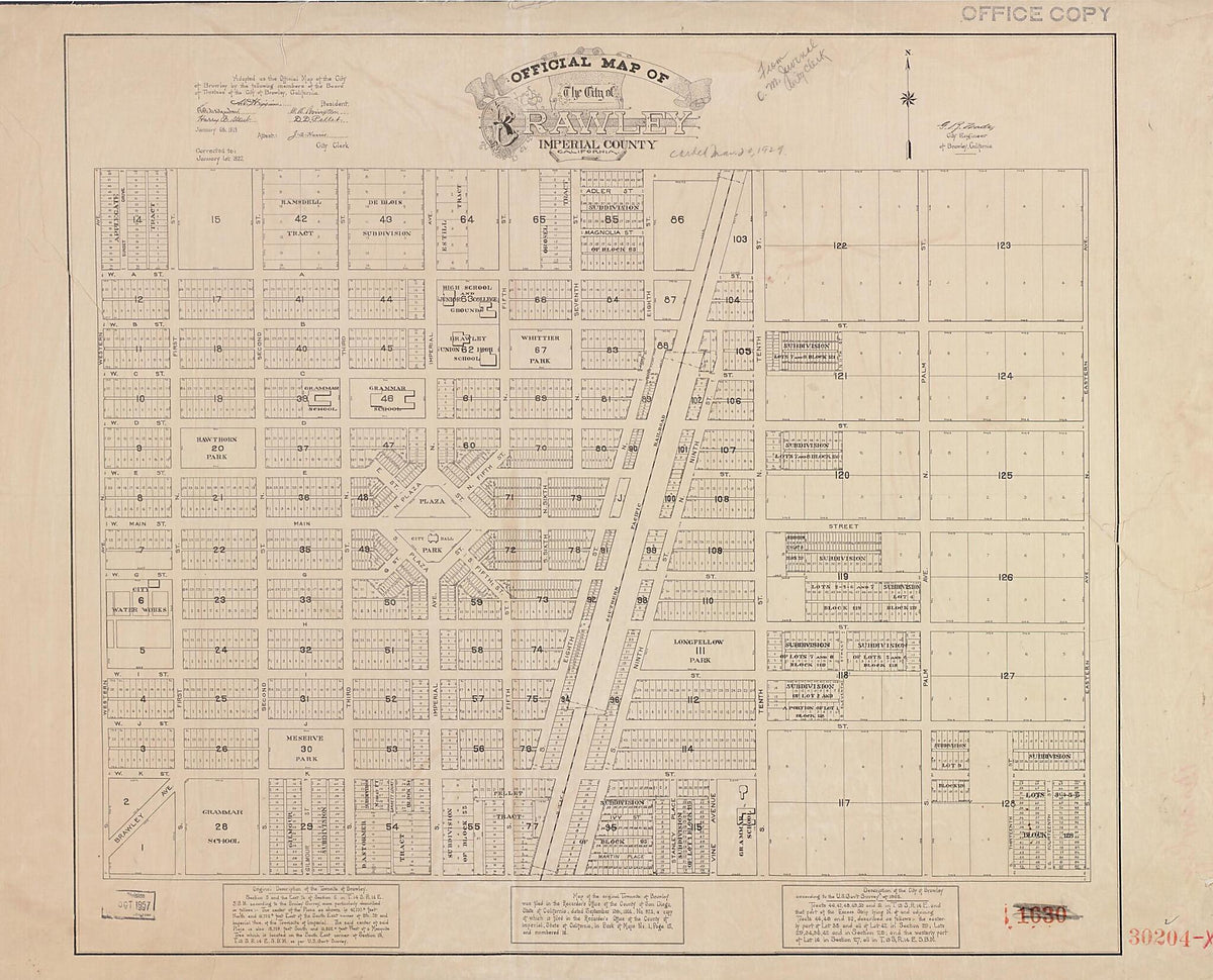 Official Map of the City of Brawley, Imperial County, California 1927 by Relic Map Company
