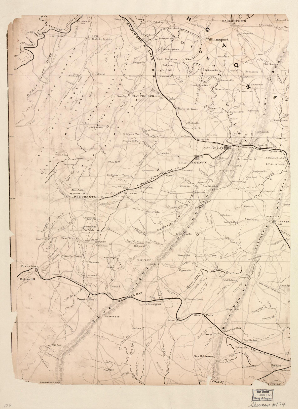 Map of Part of Virginia, West Virginia, and Maryland 1860 by Relic Map Company
