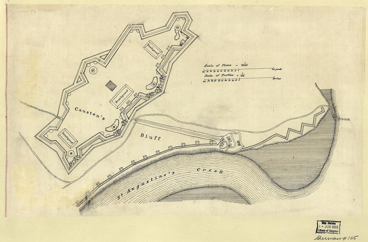 This old map of Plan of the Fortifications On Causten&