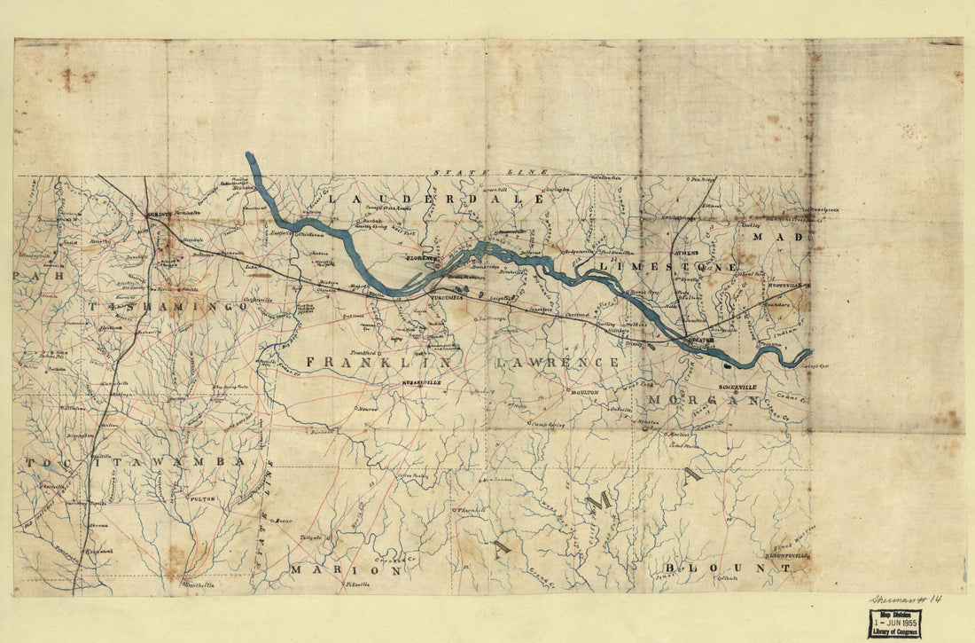 This old map of Map of Northwest Alabama and Northeast Mississippi from 1863 was created by  in 1863