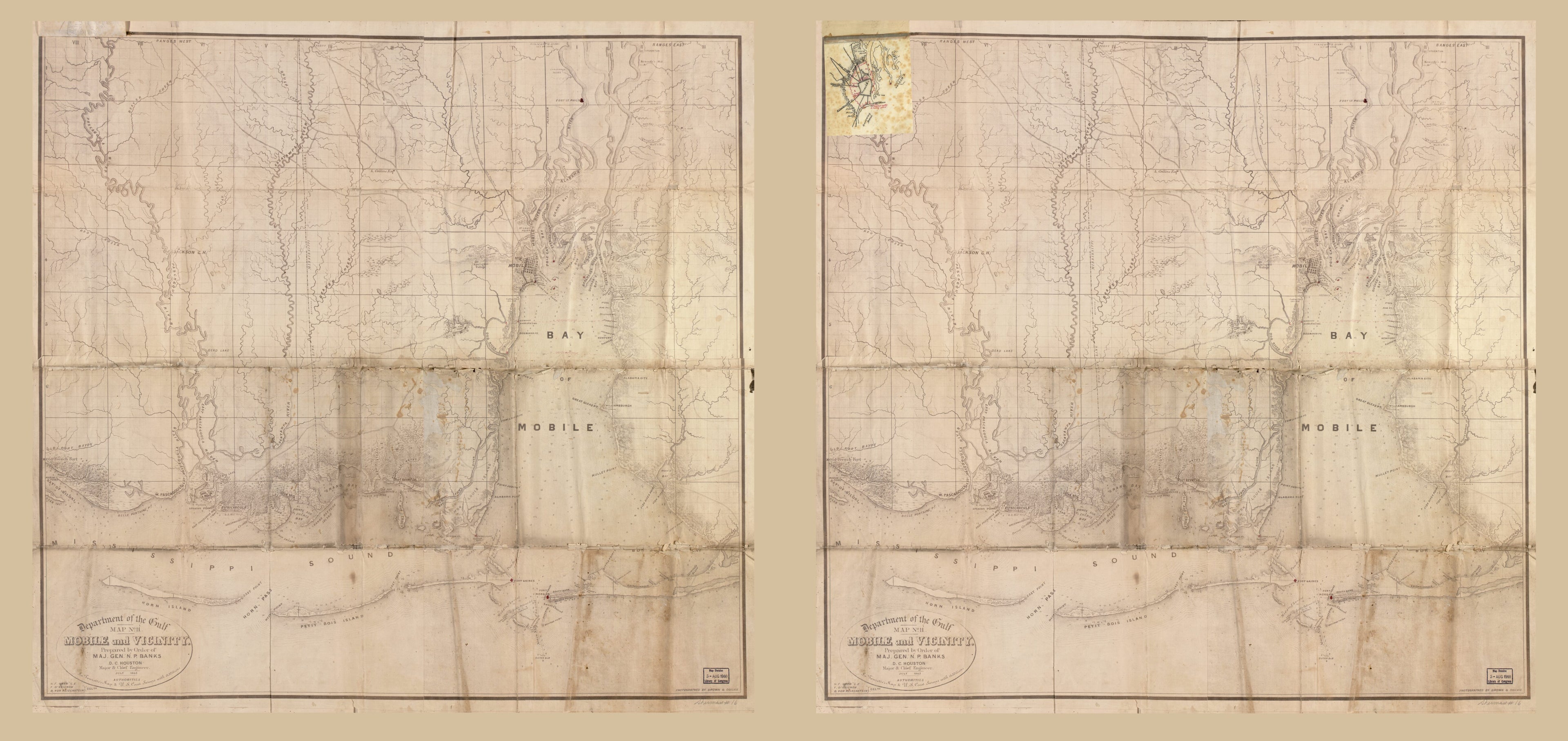 This old map of Mobile and Vicinity from 1863 was created by  Brown &amp; Ogilvie, John La Tourrette in 1863