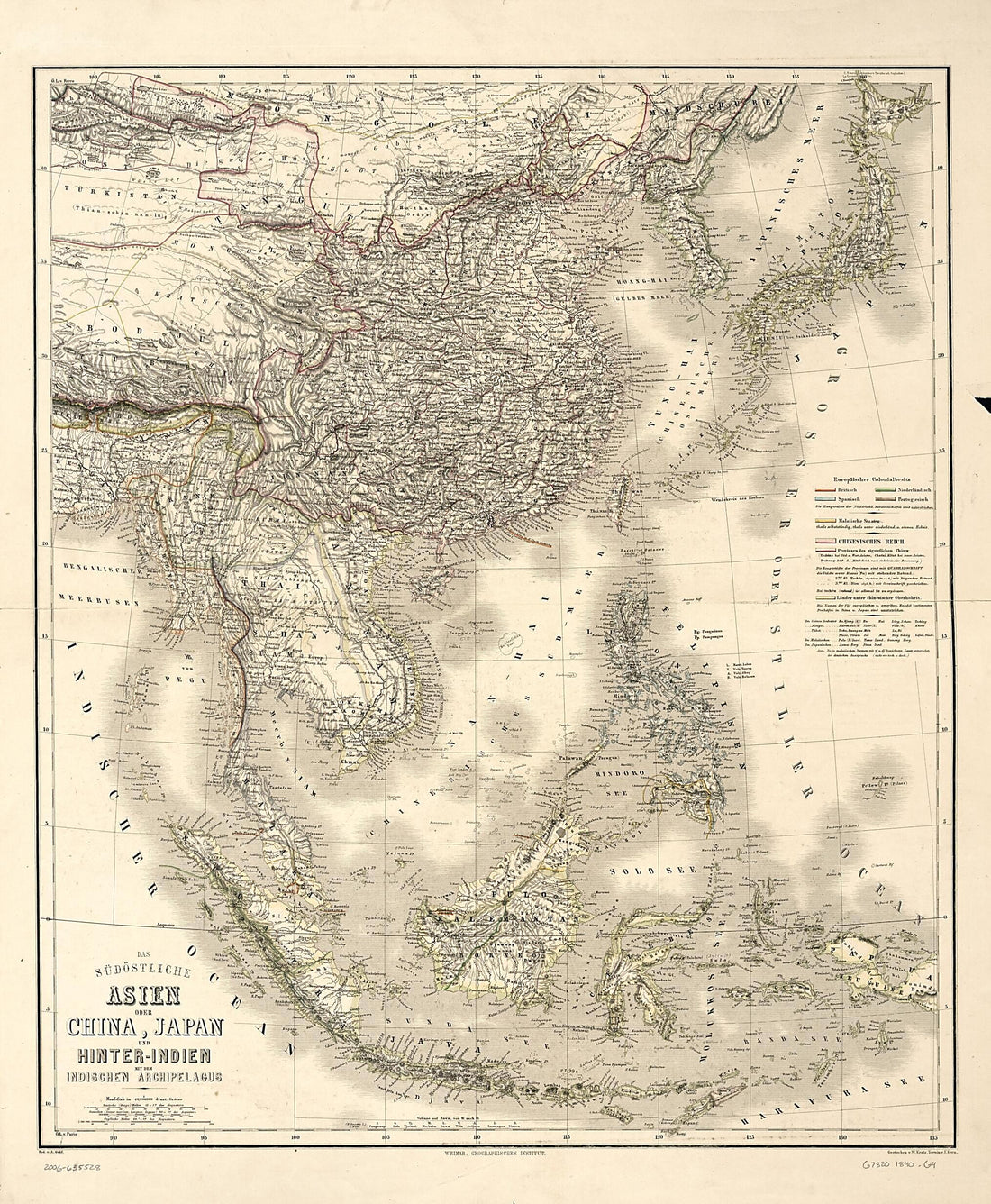 This old map of Indien Mit Dem Indischen Archipelagus from 1840 was created by Thuringia Geographisches Institut (Weimar in 1840