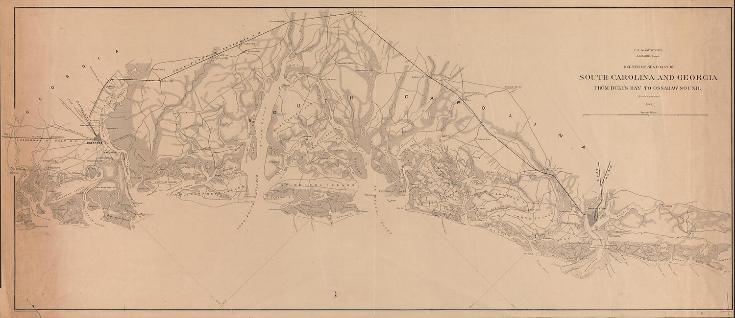 This old map of Sketch of Sea Coast of South Carolina and Georgia from Bull&