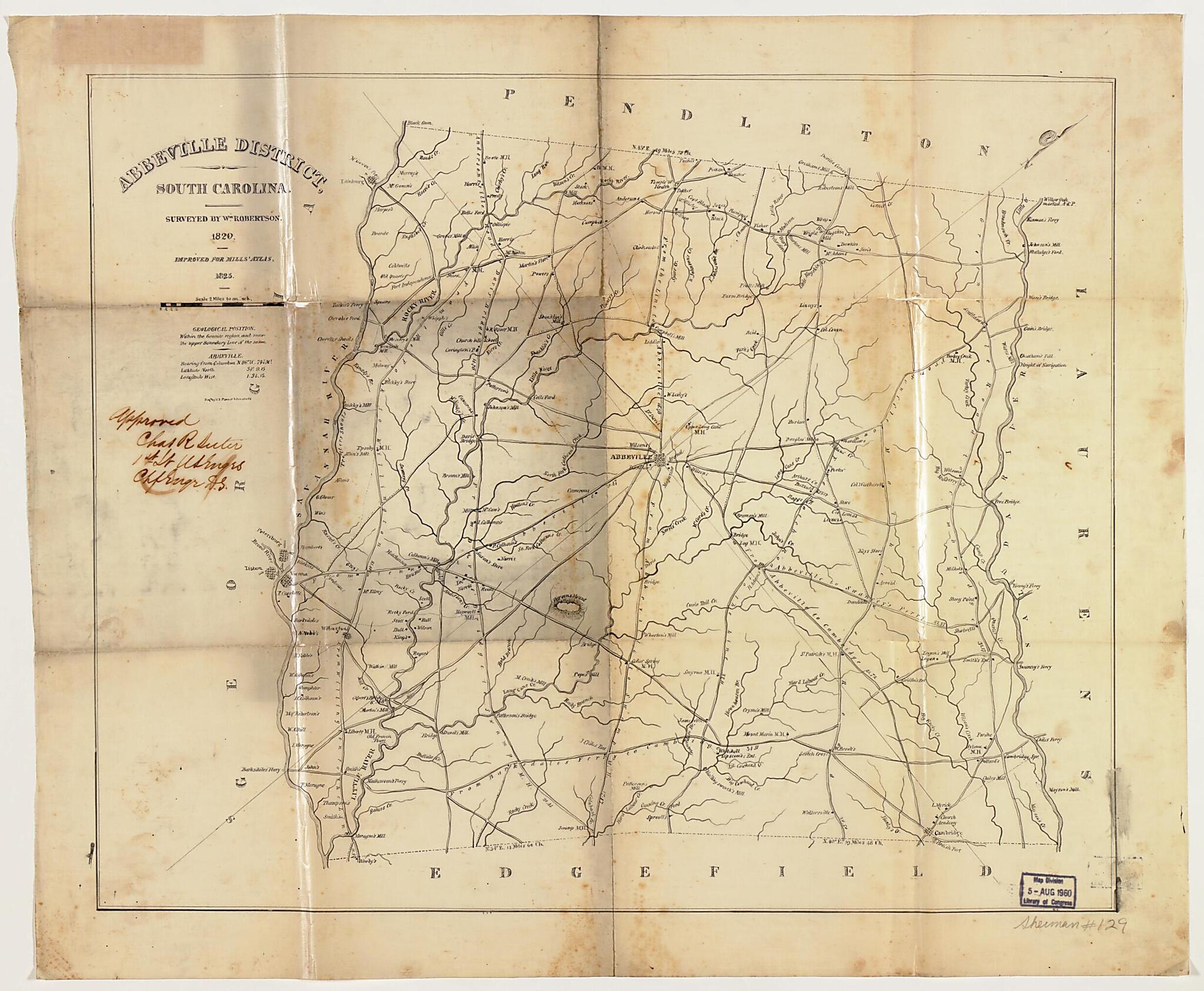 This old map of Abbeville District, South Carolina from 1825 was created by Robert Mills, William Robertson in 1825