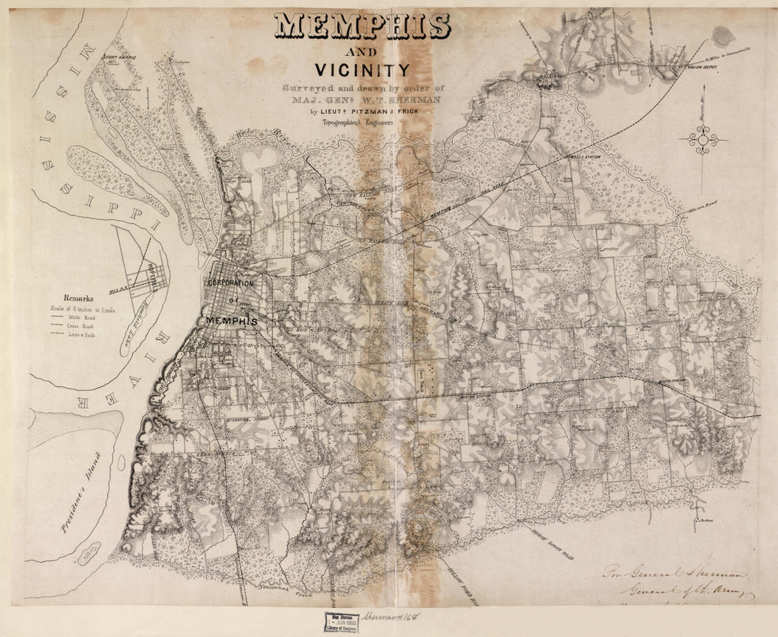 This old map of Memphis and Vicinity from 1860 was created by  Frick, Julius Pitzman in 1860