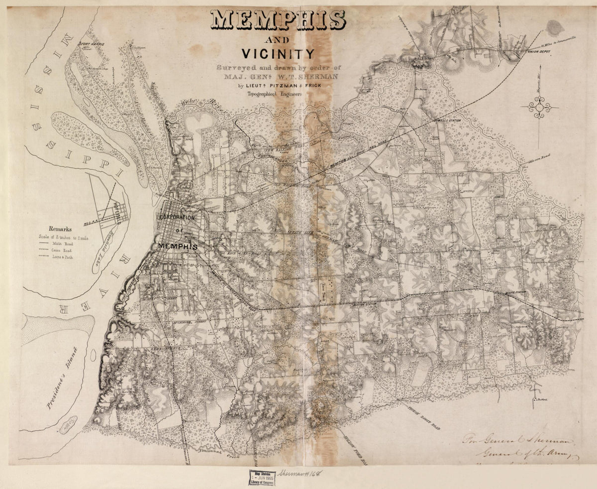 Memphis and Vicinity 1860 by Relic Map Company