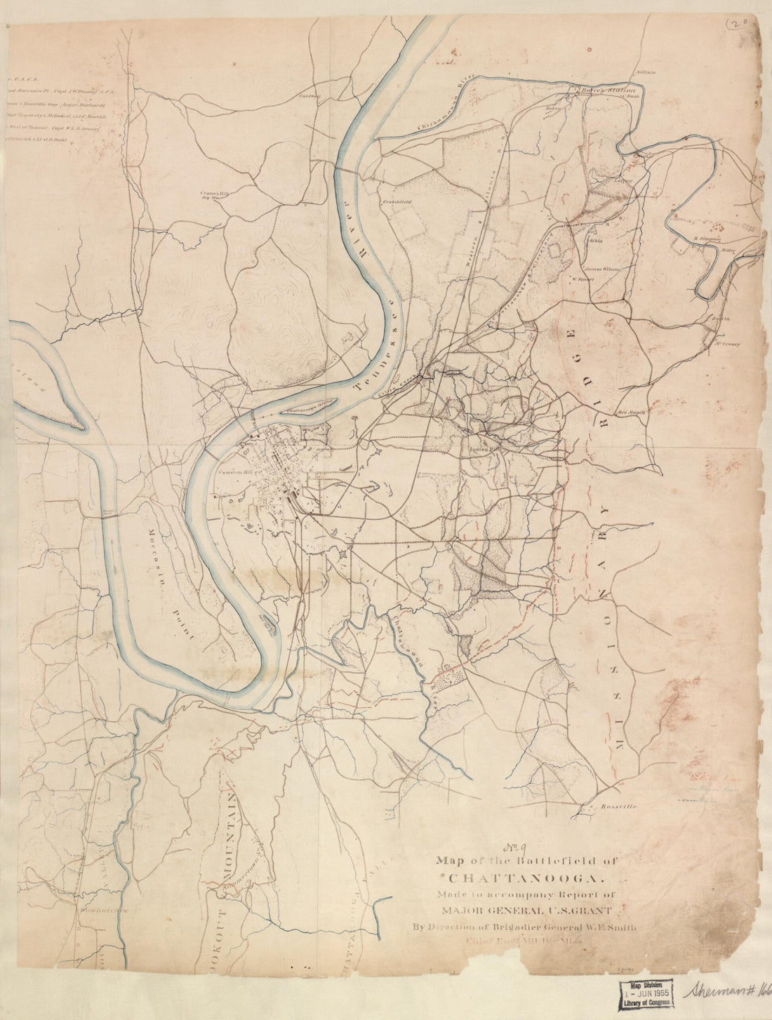 This old map of Map of the Battlefield of Chattanooga from 1864 was created by William F. Smith in 1864