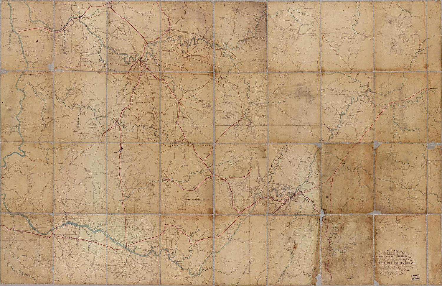 This old map of Map of Middle and East Tennessee and Parts of Alabama and Georgia from 1862 was created by N. (Nathaniel) Michler in 1862