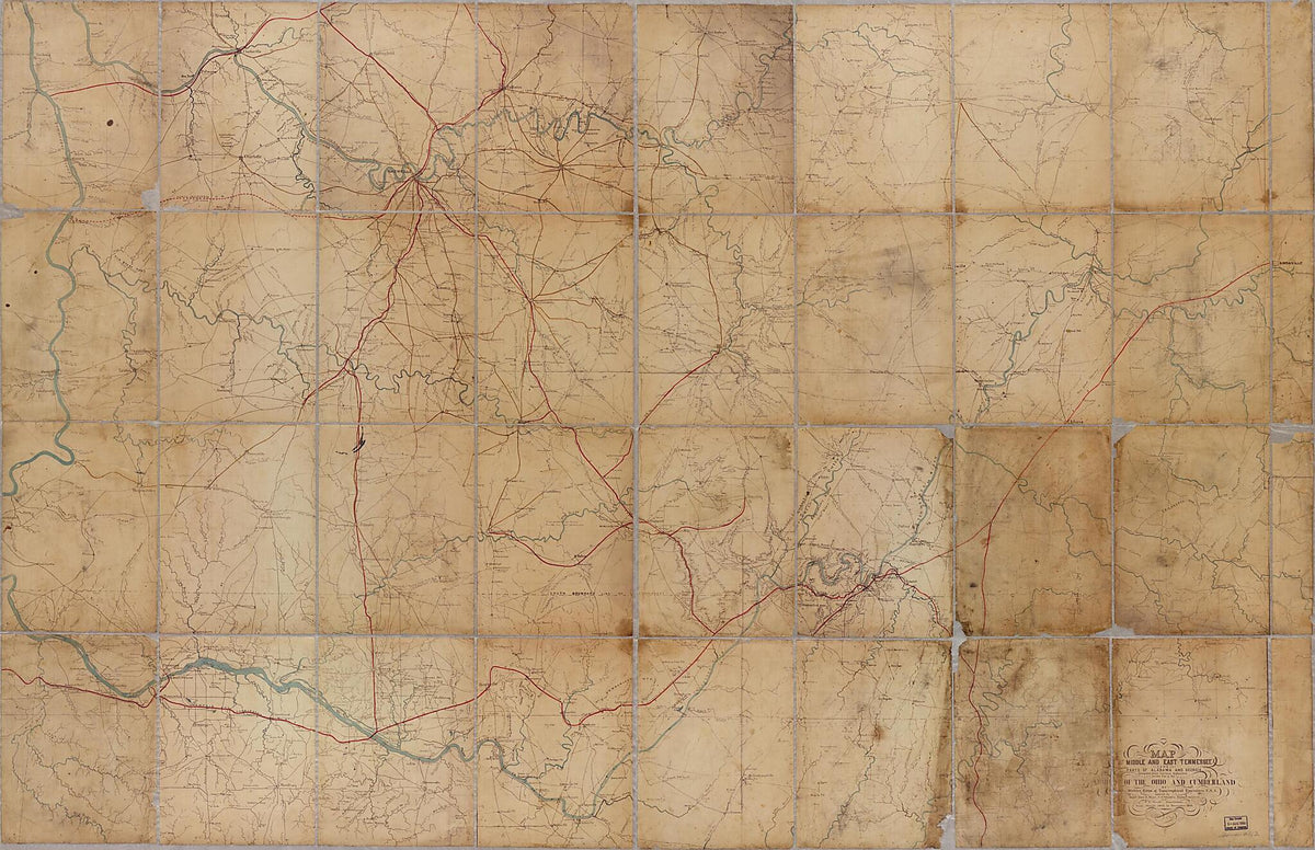 Map of Middle and East Tennessee and Parts of Alabama and Georgia in 1862 by Relic Map Company