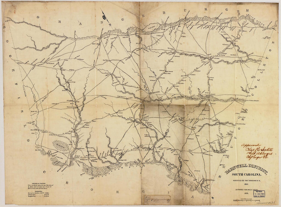 This old map of Barnwell District, South Carolina from 1825 was created by Thomas Anderson, Robert Mills in 1825