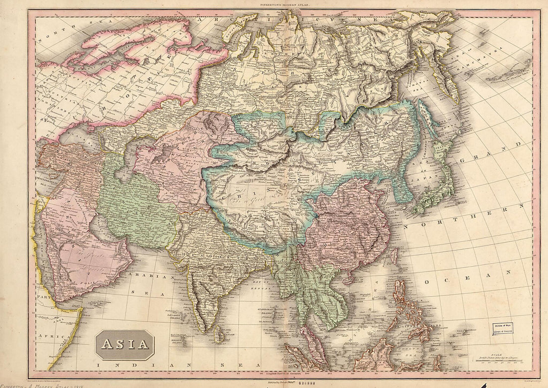 This old map of Asia from 1818 was created by Samuel John Neele, John Pinkerton,  Thomas Dobson and Son in 1818
