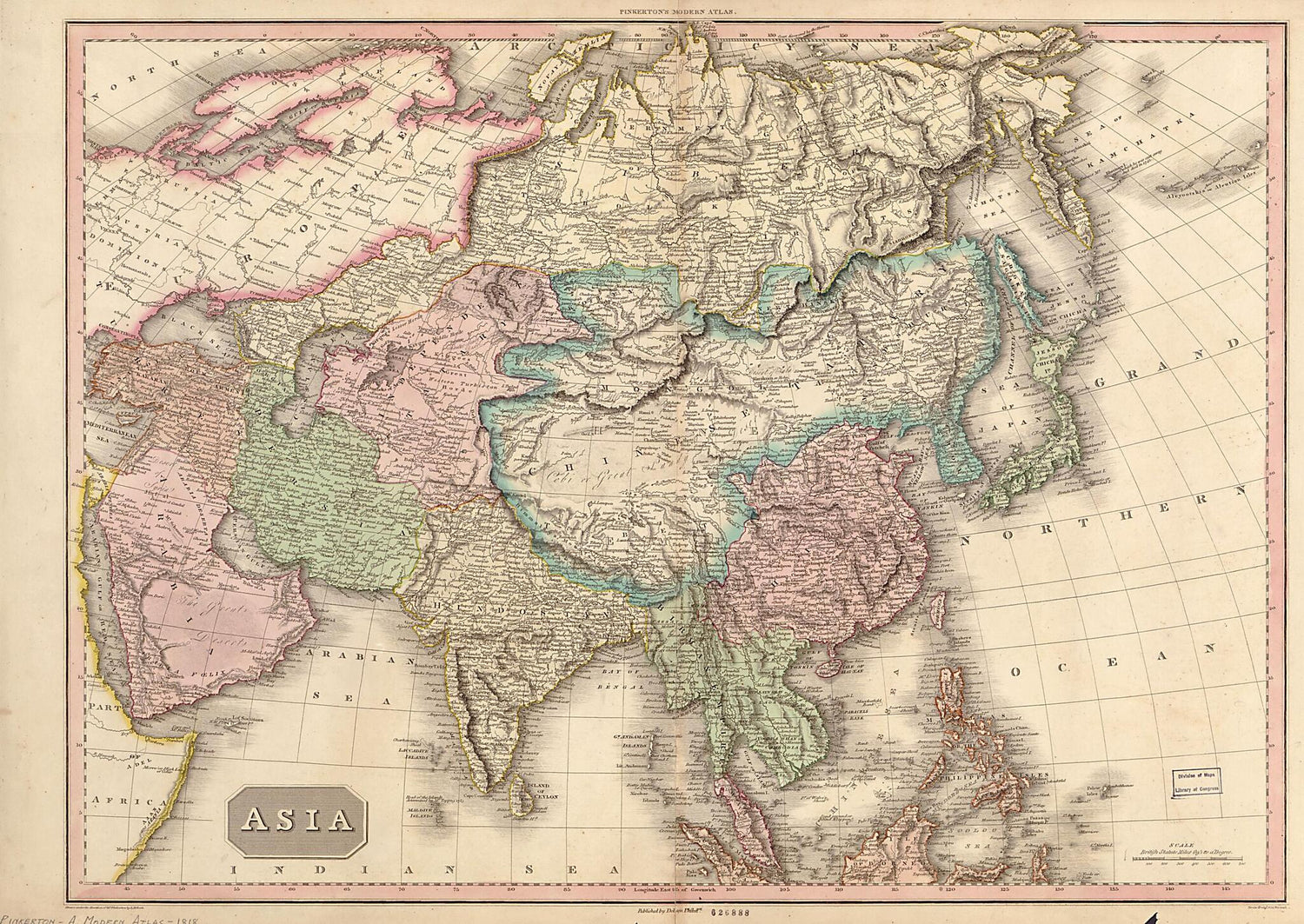 This old map of Asia from 1818 was created by Samuel John Neele, John Pinkerton,  Thomas Dobson and Son in 1818