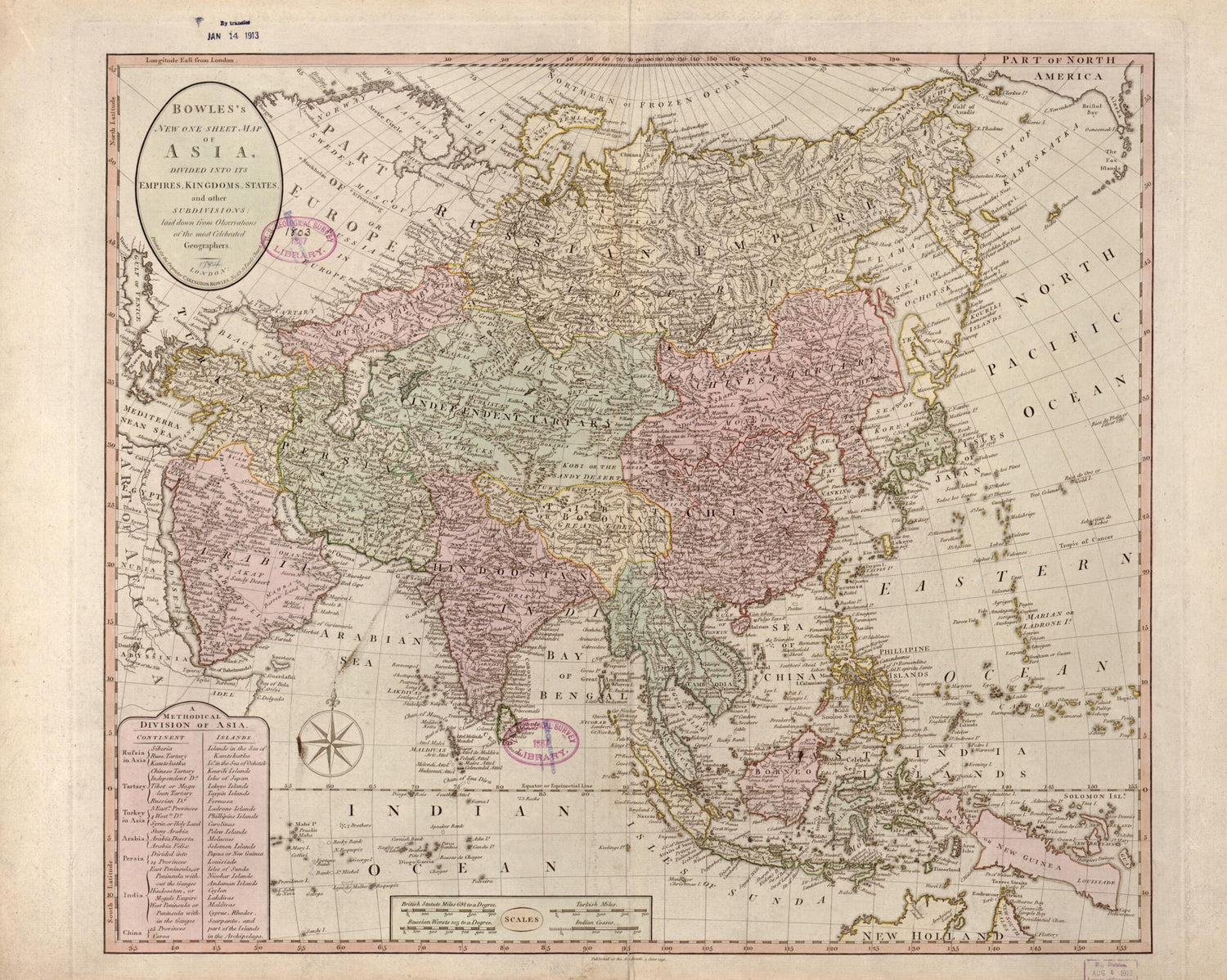 Sheet Map of Asia, Divided Into Its Empires, Kingdoms, States, and Other Subdivisions : Laid Down from Observations of the Most Celebrated Geographers 1791 by Relic Map Company