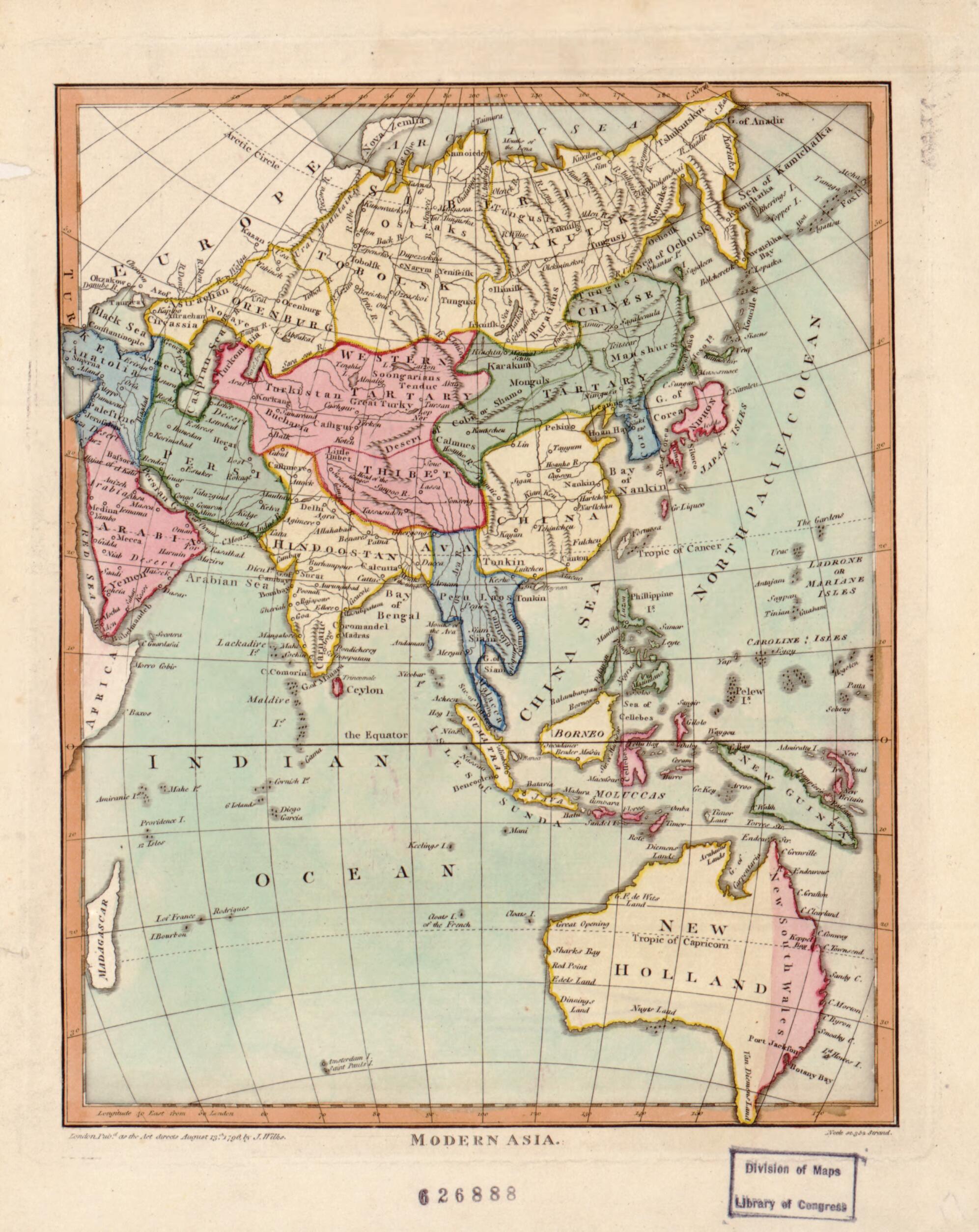 This old map of Modern Asia from 1796 was created by Samuel John Neele, John Wilkes in 1796