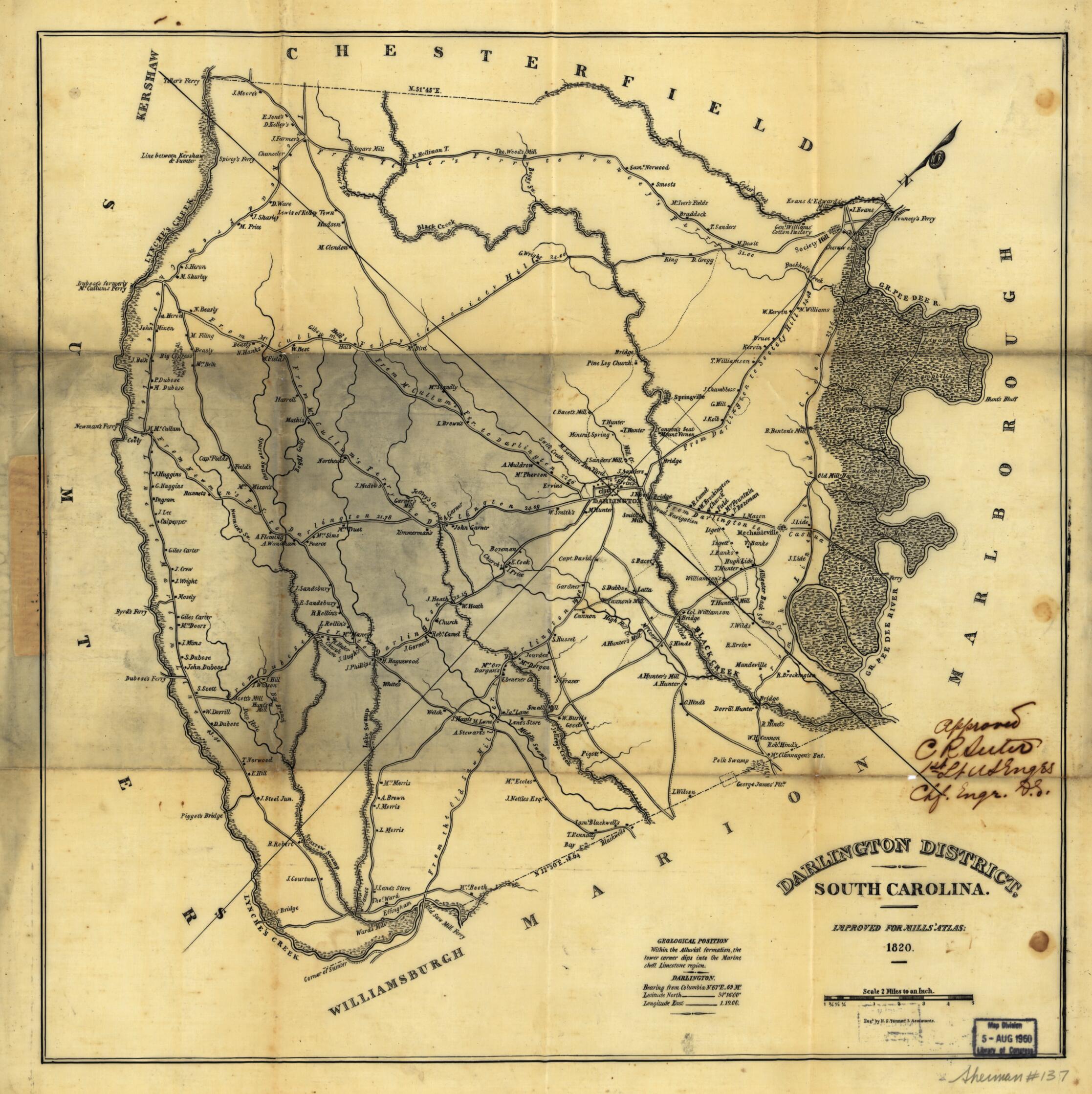 This old map of Darlington District, South Carolina : Improved for Mills&