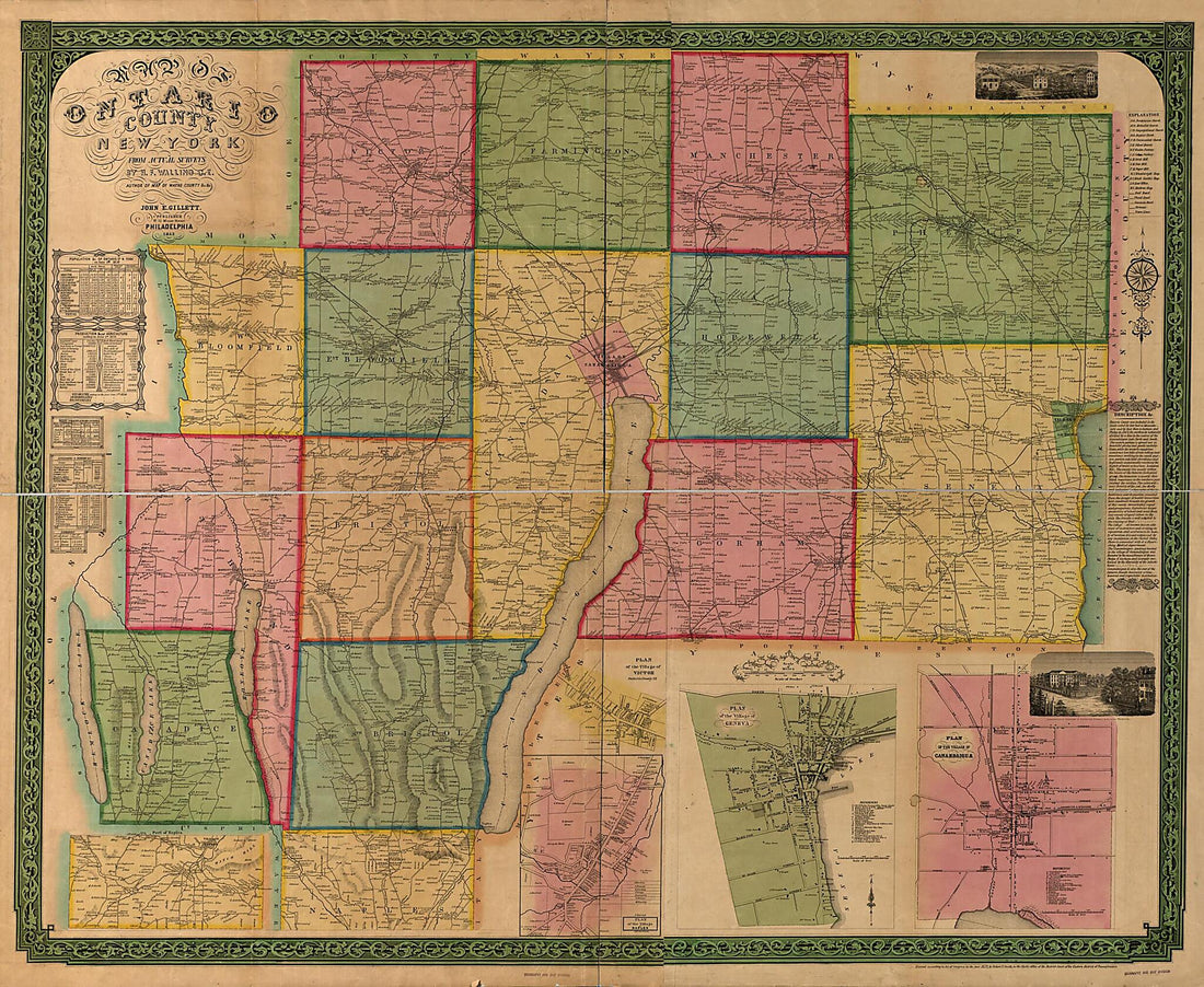 This old map of Map of Ontario County, New York : from Actual Surveys from 1852 was created by Henry Francis Walling in 1852
