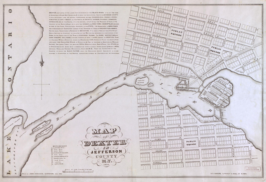 This old map of Map of Dexter In Jefferson County New York from 1836 was created by  A.E. Baker&