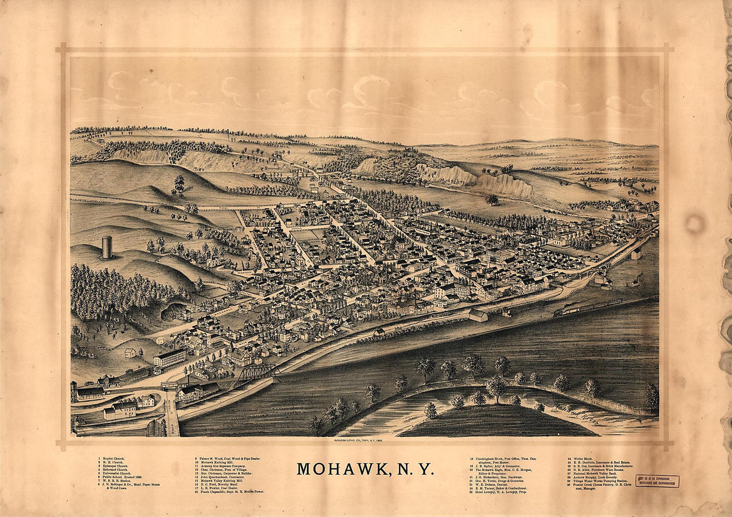 This old map of Mohawk, New York from 1893 was created by  Burleigh Litho in 1893