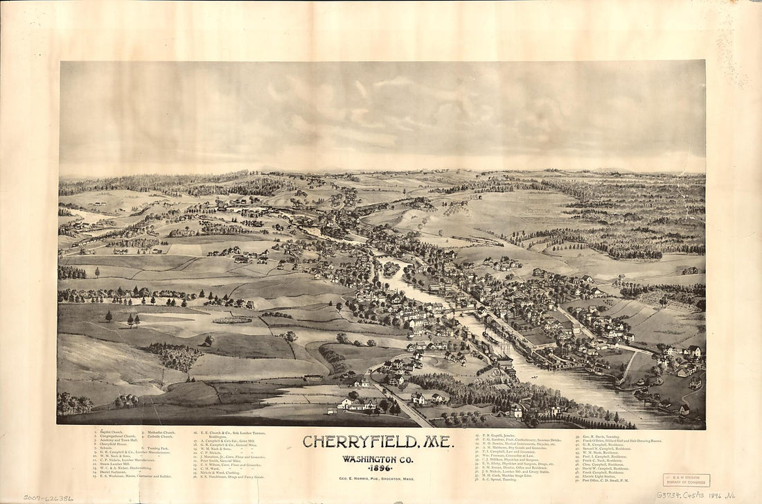 This old map of Cherryfield, Maine, Washington County, from 1896. (Cherryfield, Maine, Washington County, from 1896) was created by George E. Norris in 1896