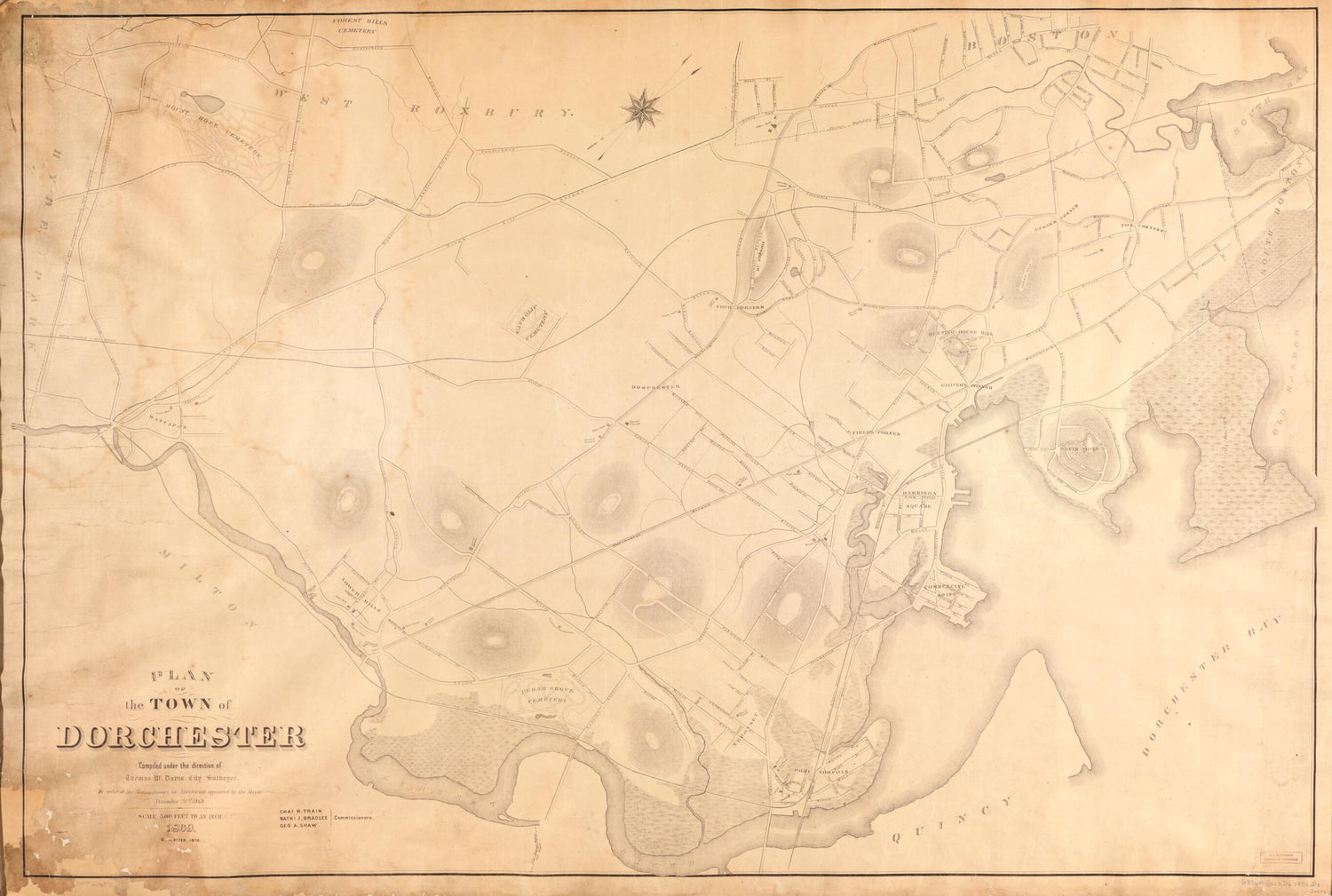 This old map of Plan of the Town of Dorchester from 1870 was created by Thomas W. Davis, A. (Augustus) Meisel in 1870