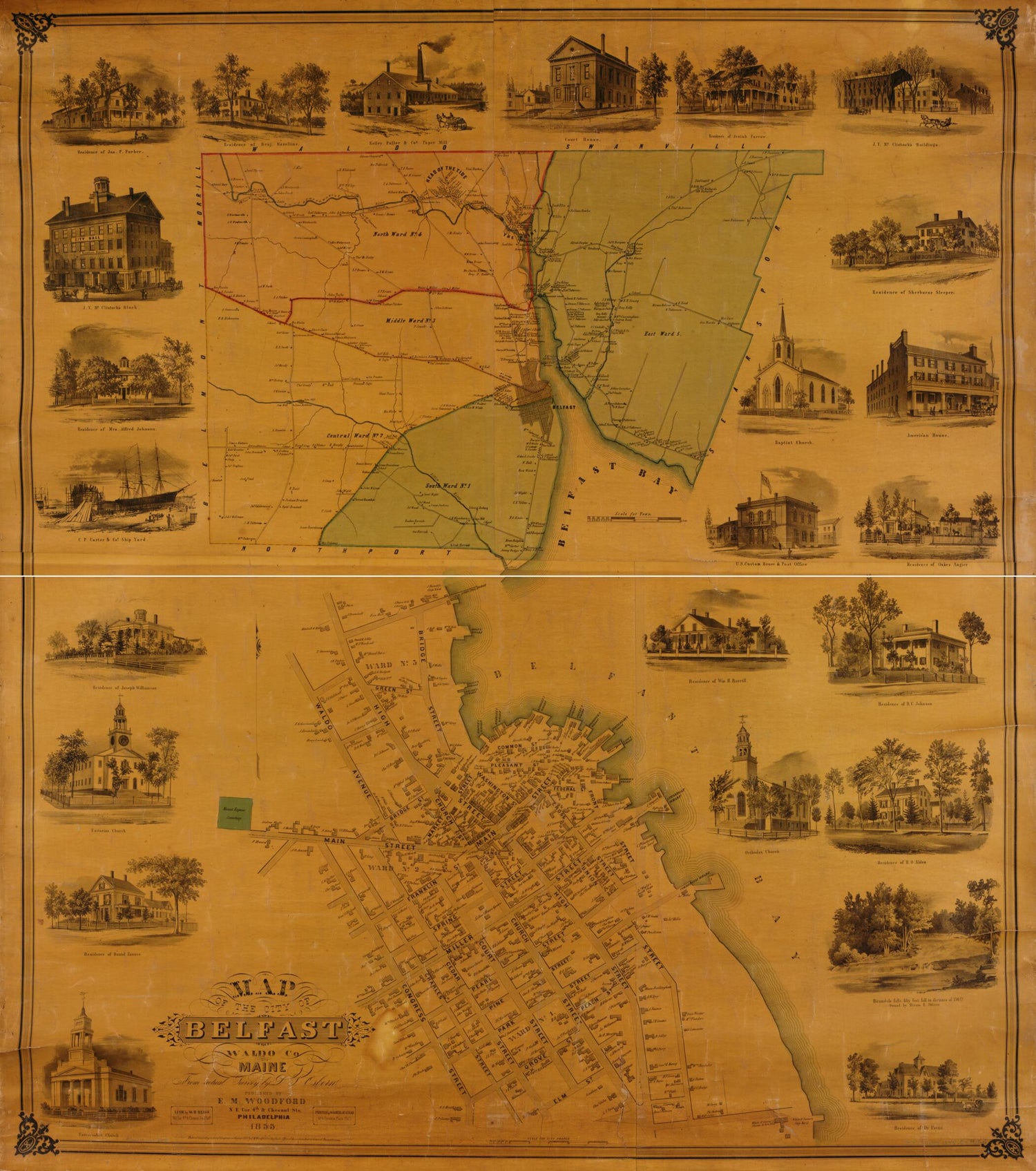 This old map of Map of the City of Belfast, Waldo Co., Maine from 1855 was created by D. S. Osborn, W. H. Rease,  Wagner &amp; M&