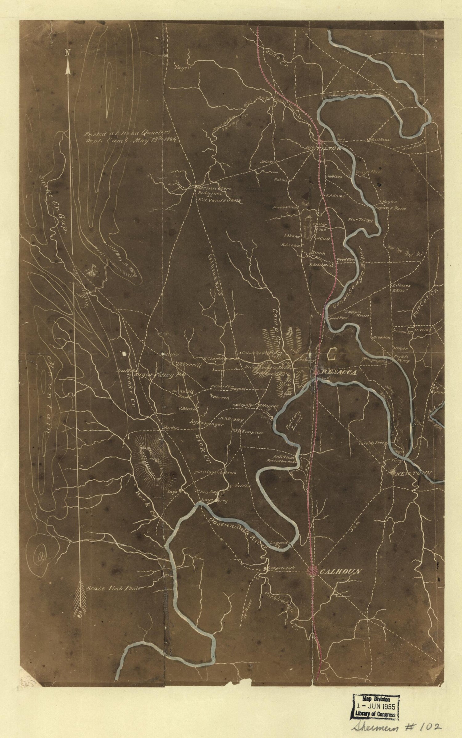 This old map of Map of the Environs of Resaca, Georgia from 1864 was created by  United States. Army. Corps of Topographical Engineers,  United States. Army. Department of the Cumberland. Topographical Engineers in 1864