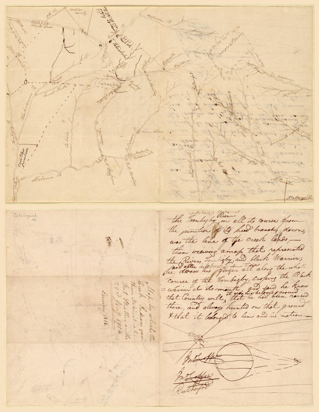 This old map of Map by Which the Creek Indians Gave Their Statement at Fort Strother On the 22nd Jany, from 1816 : Alabama and Georgia was created by  in 1816