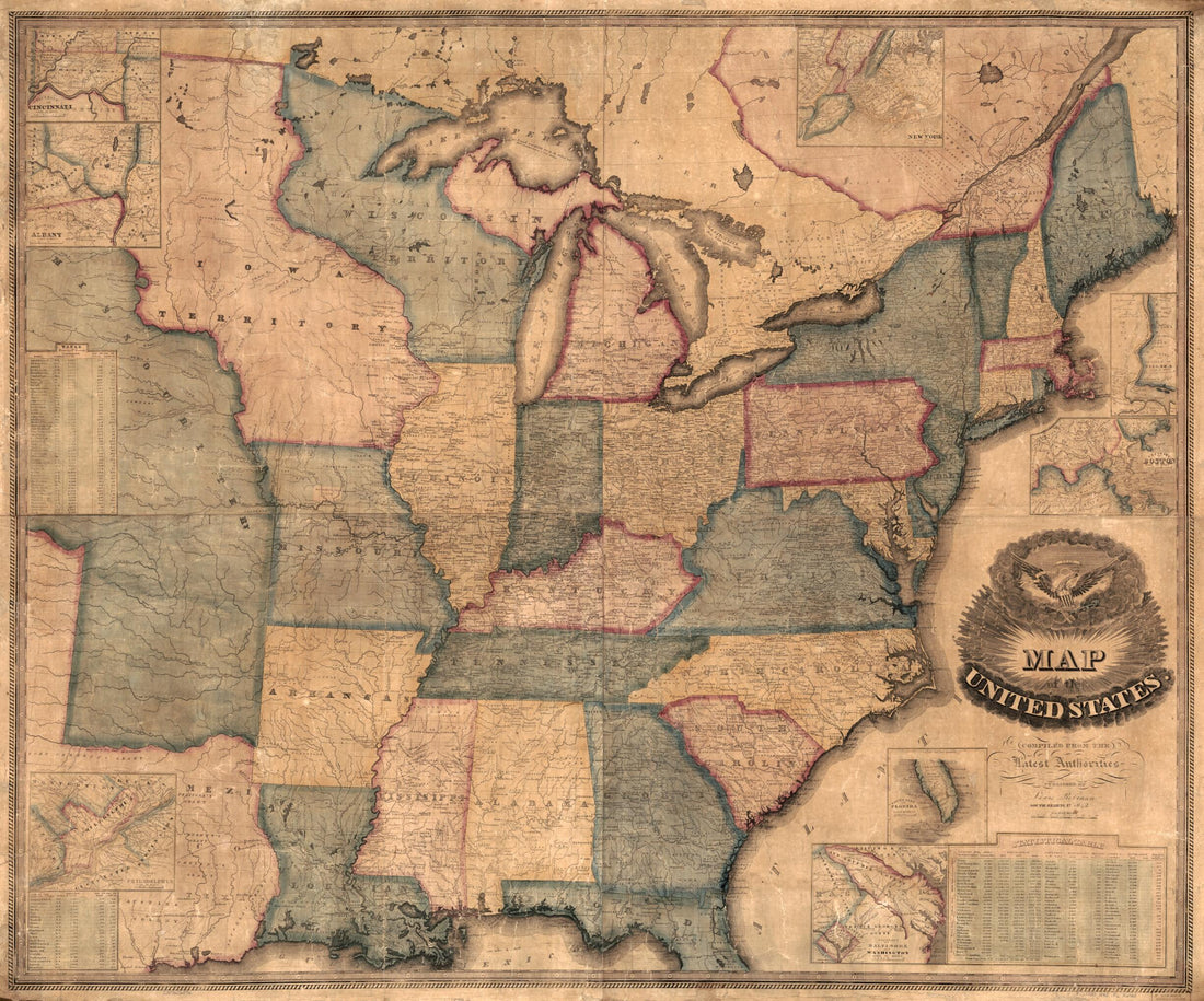 This old map of Map of the United States : Compiled from the Latest Authorities from 1842 was created by Lewis Robinson in 1842